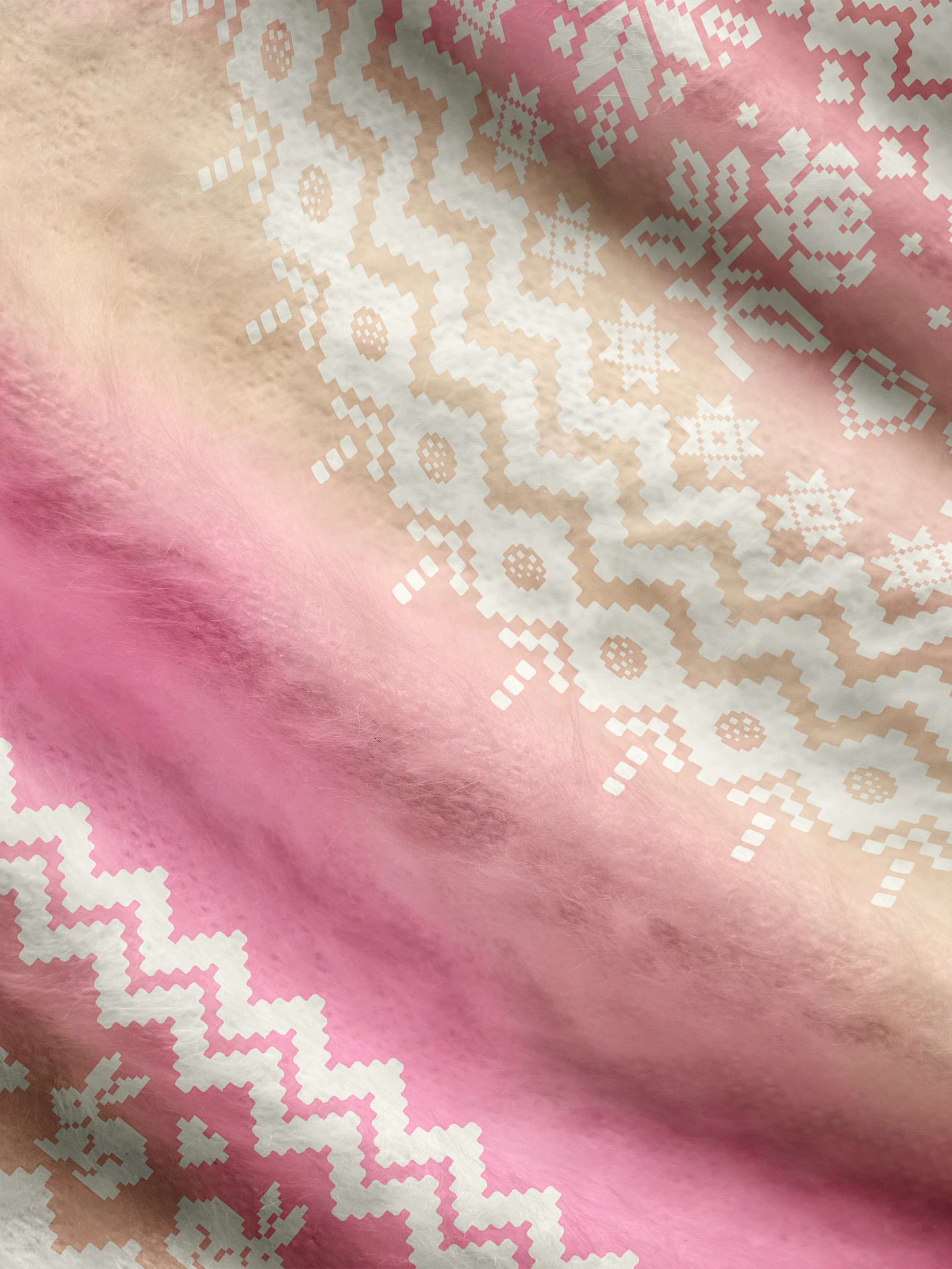 Cherryswing Women's Pixel Rose Fuzzy Crew Neck Sweater