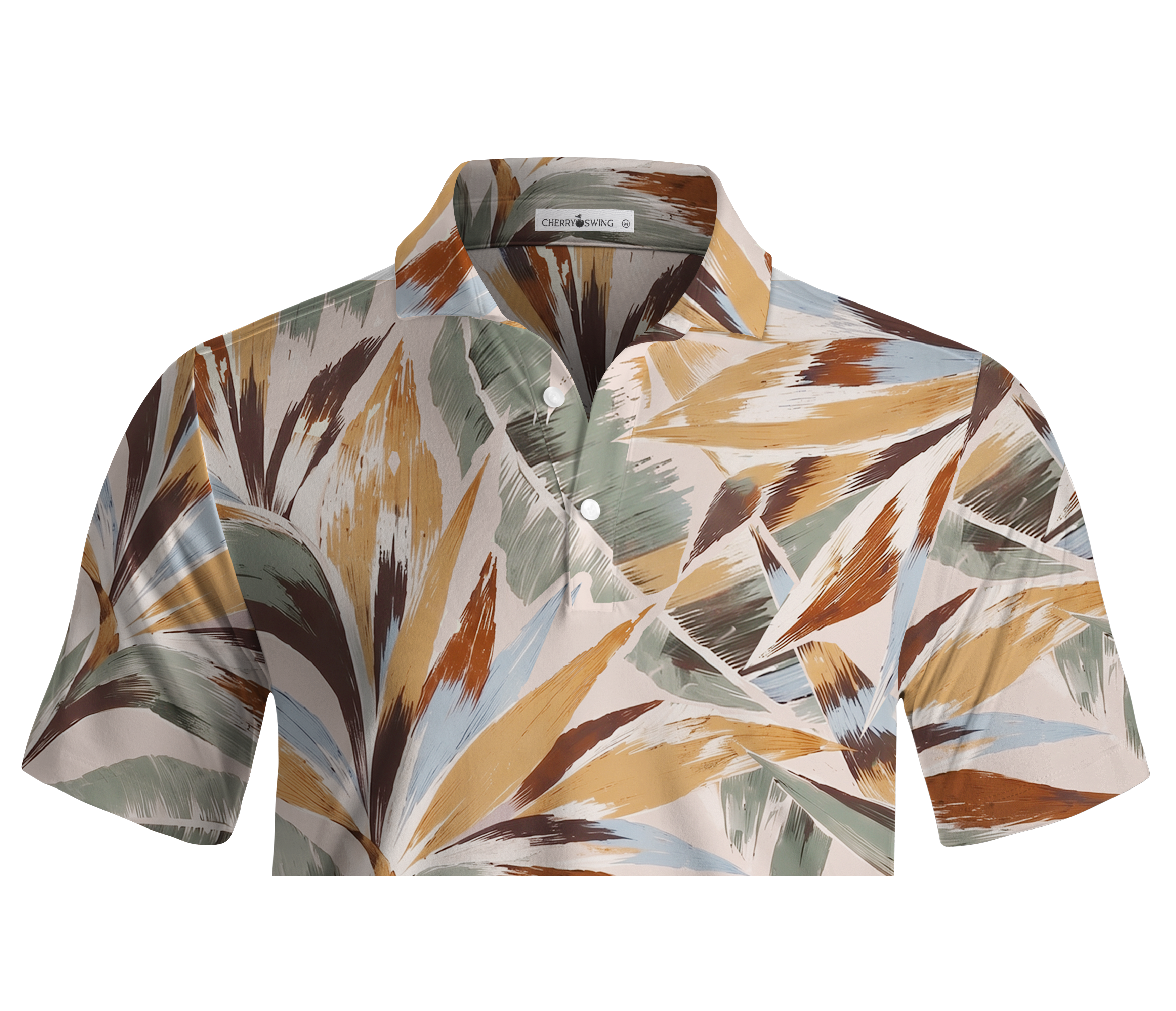Cherryswing Bold Brushstroke Tropical Leaf Men's Polo Shirt