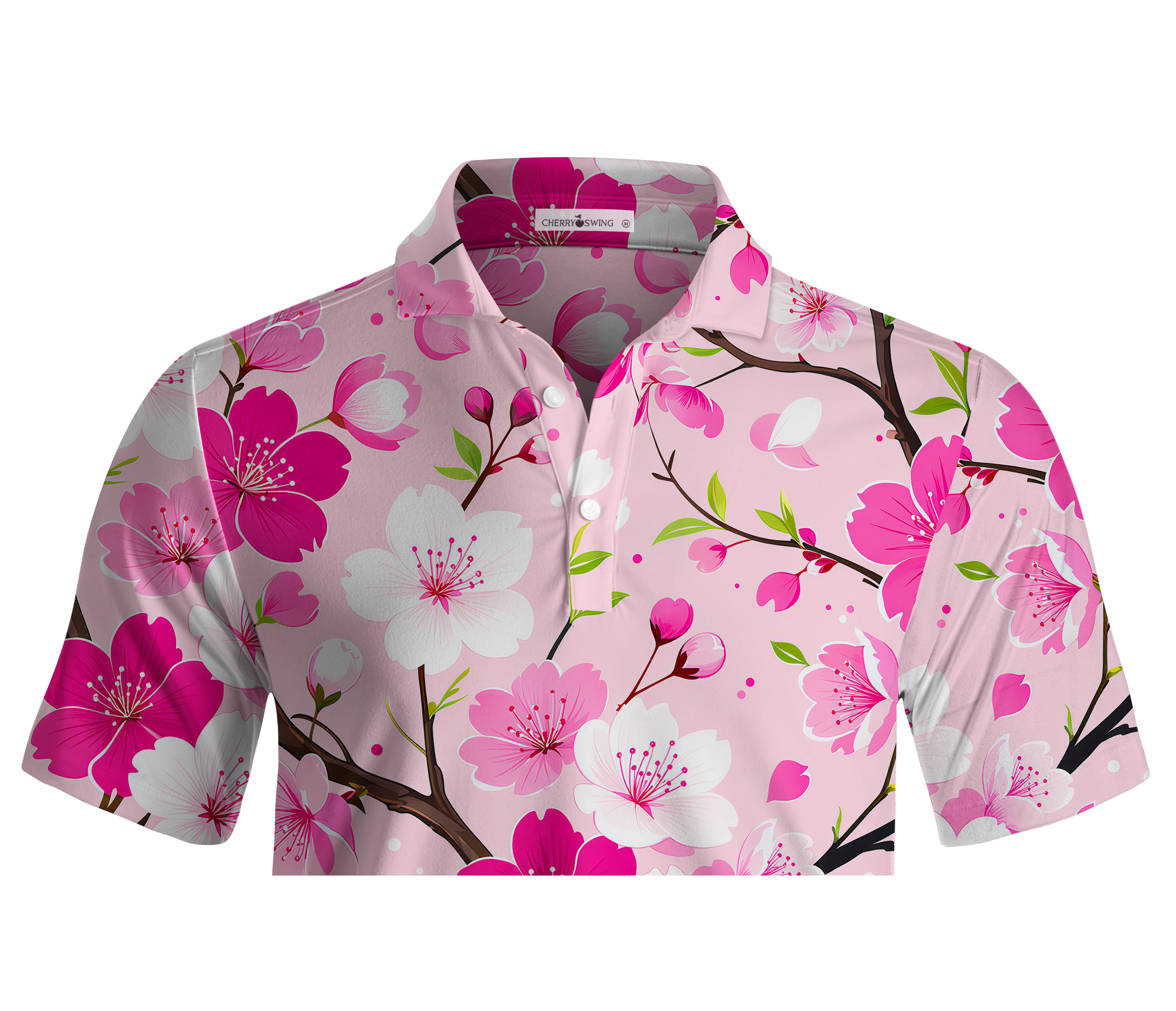Cherryswing Cherry Blossom Branch Print Men's Polo Shirt