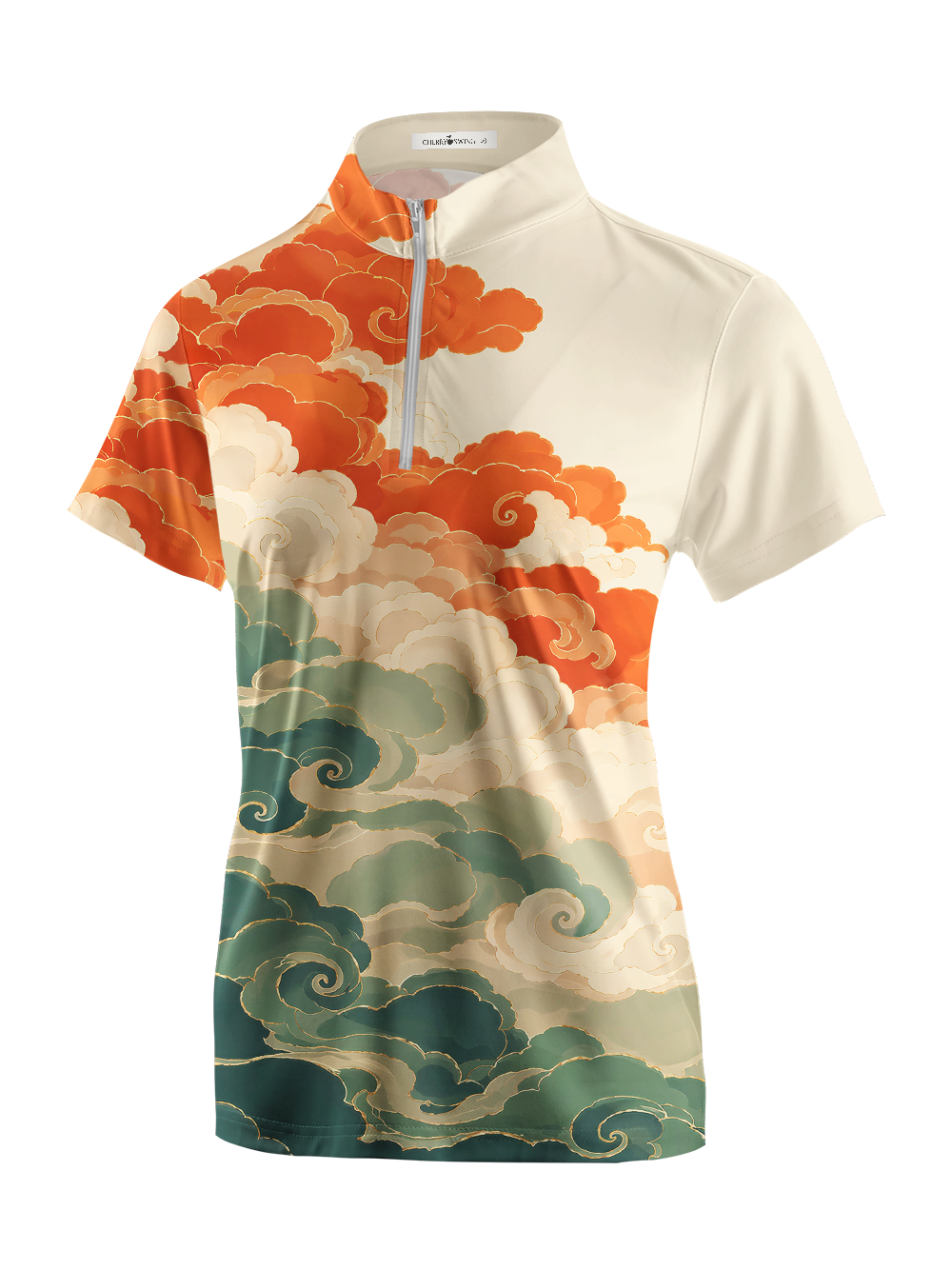 Cherryswing Women's Oriental Auspicious Cloud Short Sleeve Golf Shirt