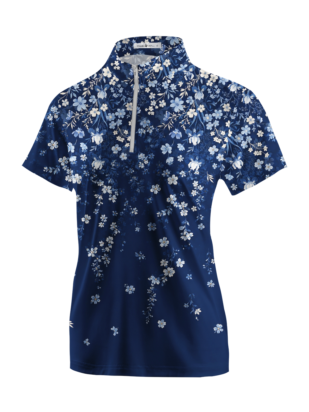 Cherryswing Women's Midnight Floral Short Sleeve Golf Shirt