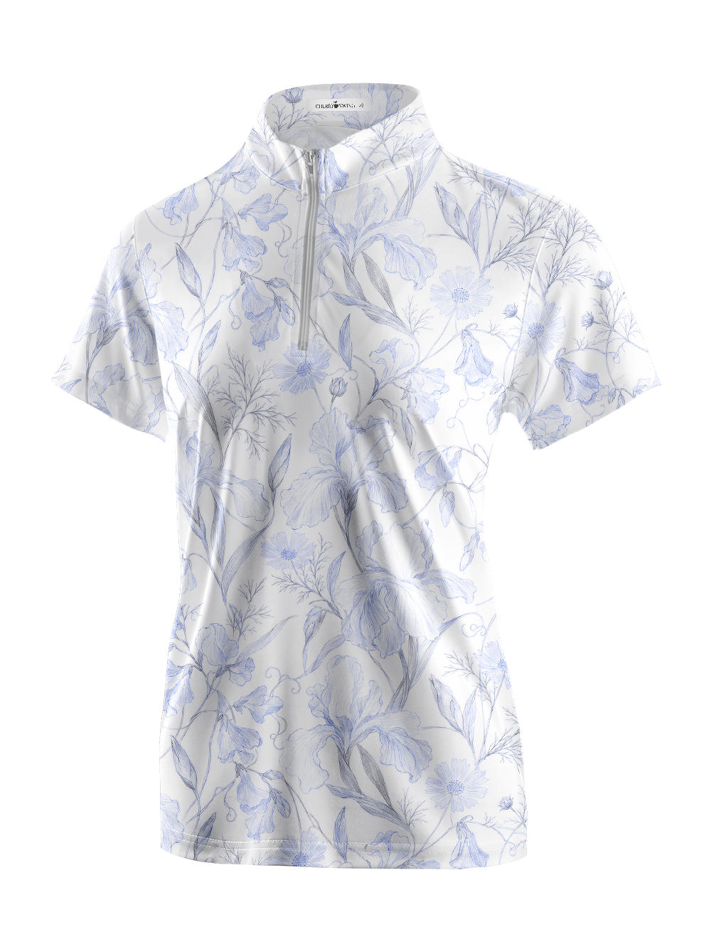 Cherryswing Women's Vintage Botanical Sketch Short Sleeve Golf Shirt