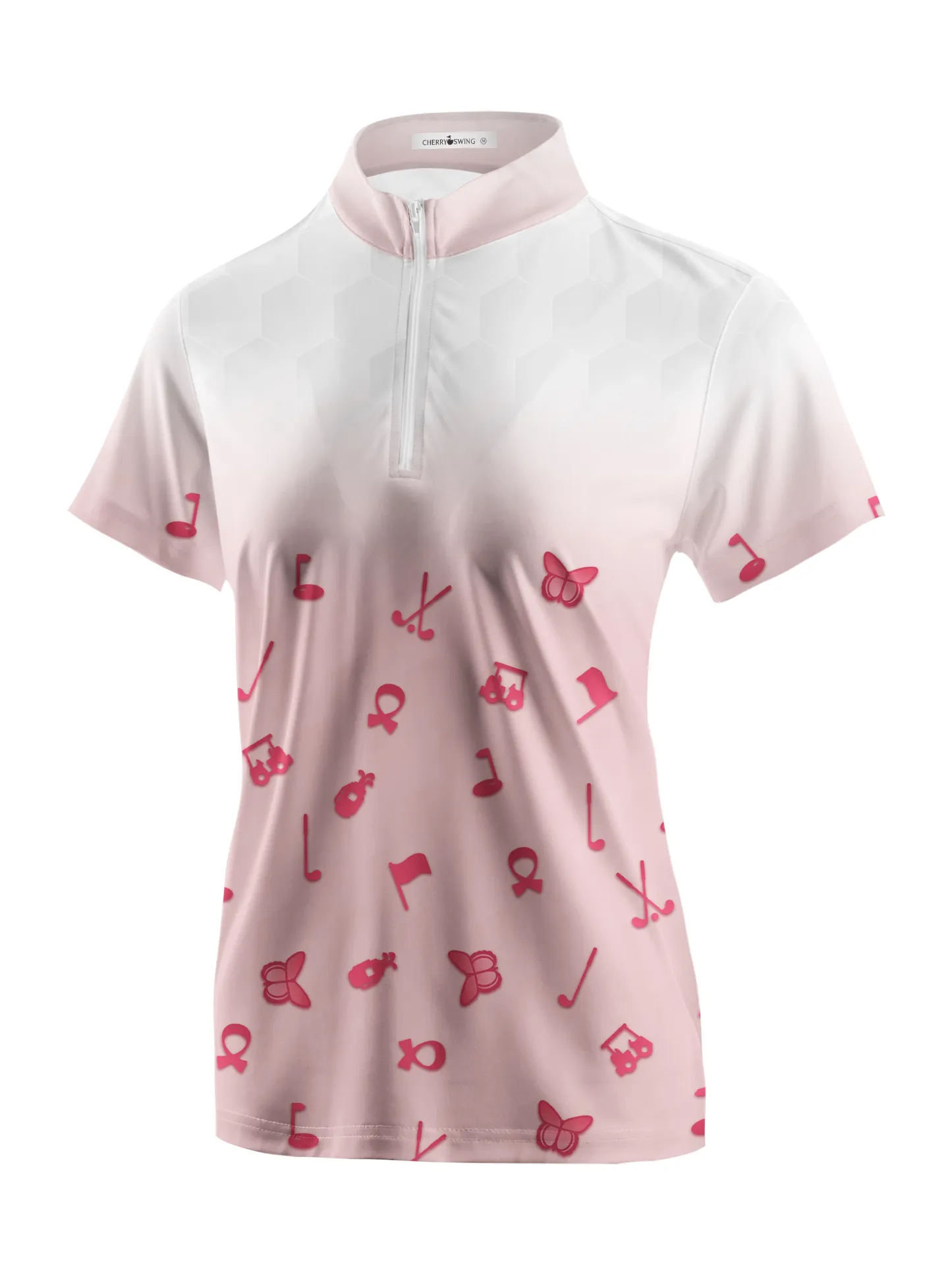 Cherryswing Women's Pink Gradient Golf Short Sleeve Polo Shirt