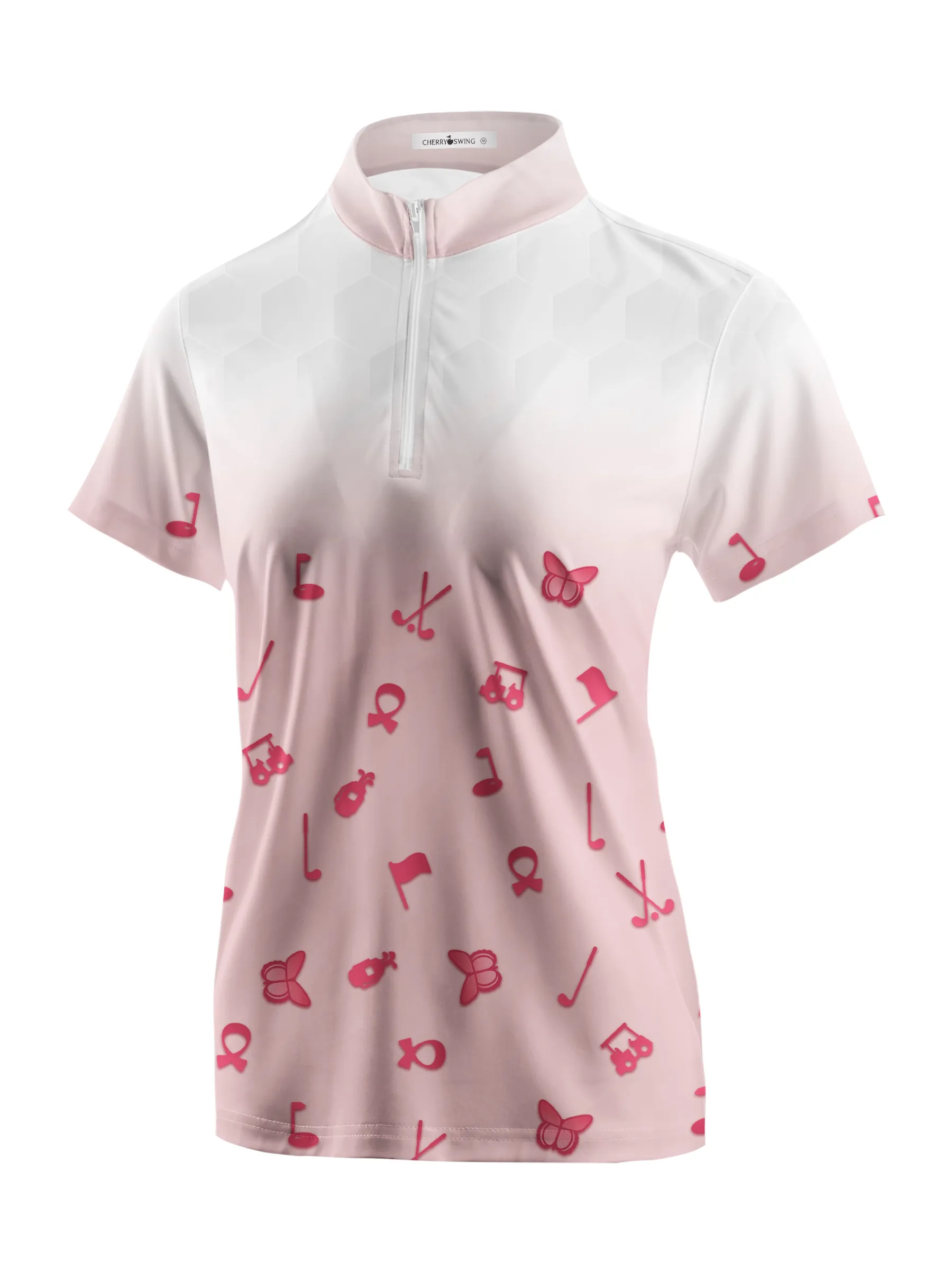 Cherryswing Women's Pink Gradient Golf Short Sleeve Polo Shirt