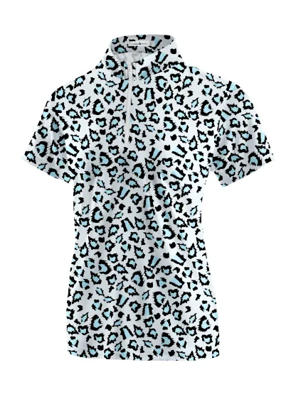 Cherryswing Women's Leopard Golf Short Sleeve Polo Shirt