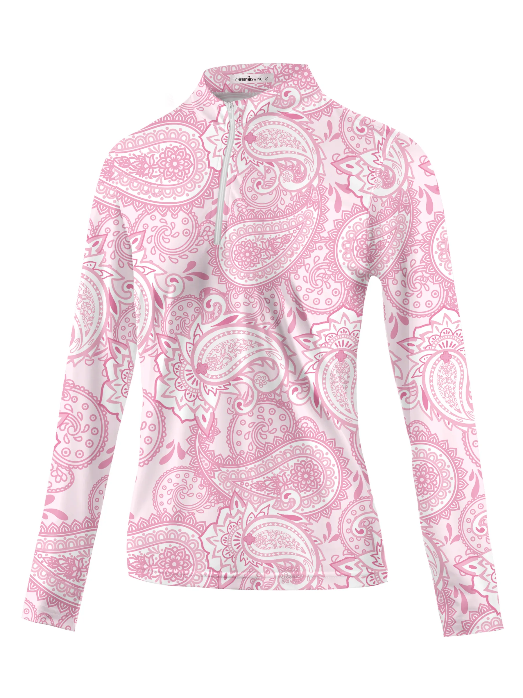 Cherryswing Women's Cashew Flower Golf Long Sleeve Polo Shirt