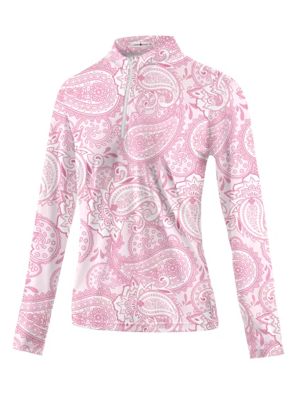 Cherryswing Women's Cashew Flower Golf Long Sleeve Polo Shirt