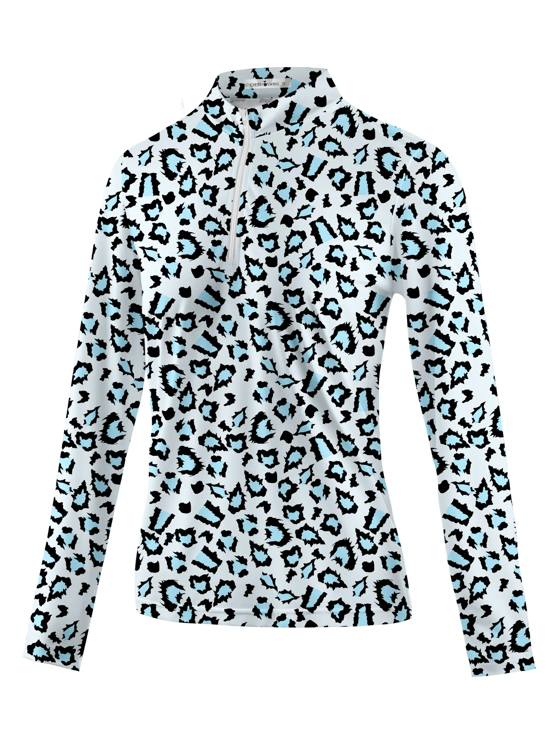 Cherryswing Women's Leopard Golf Long Sleeve Polo Shirt