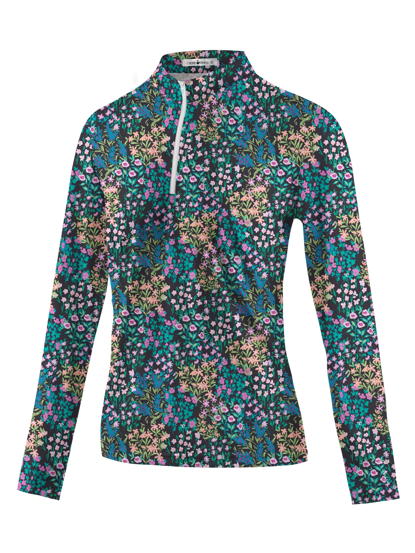 Cherryswing Women's Golf Wildflowers Bloom Long Sleeve Polo Shirt