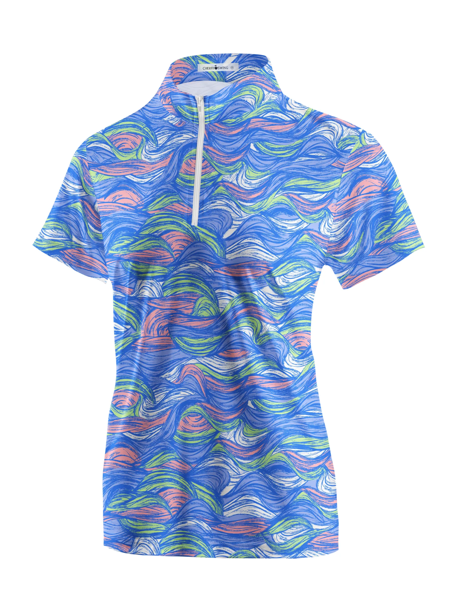 Cherryswing Women's Colored Waves Short Sleeve Golf Shirt