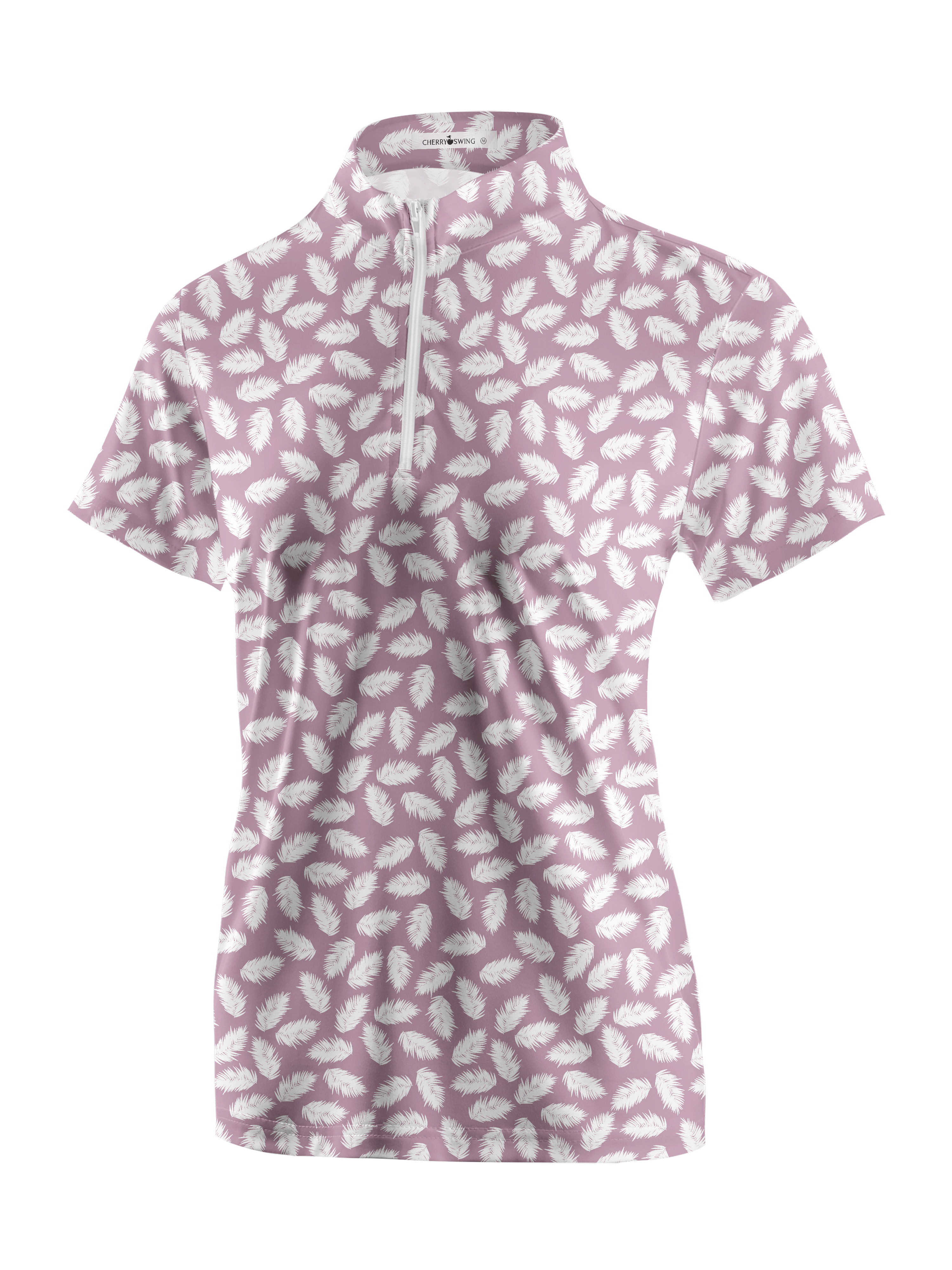 Cherryswing Women's Flower Feather Golf Short Sleeve Polo Shirt