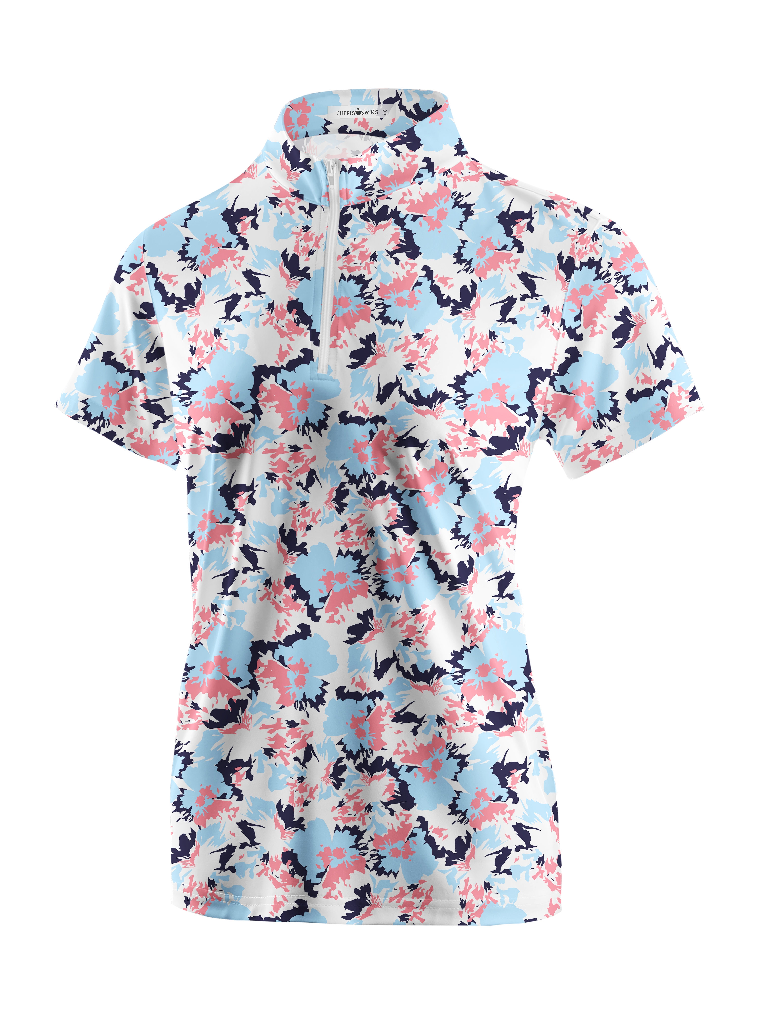 Cherryswing Women's Floral Symphony Short Sleeve Golf Polo Shirt