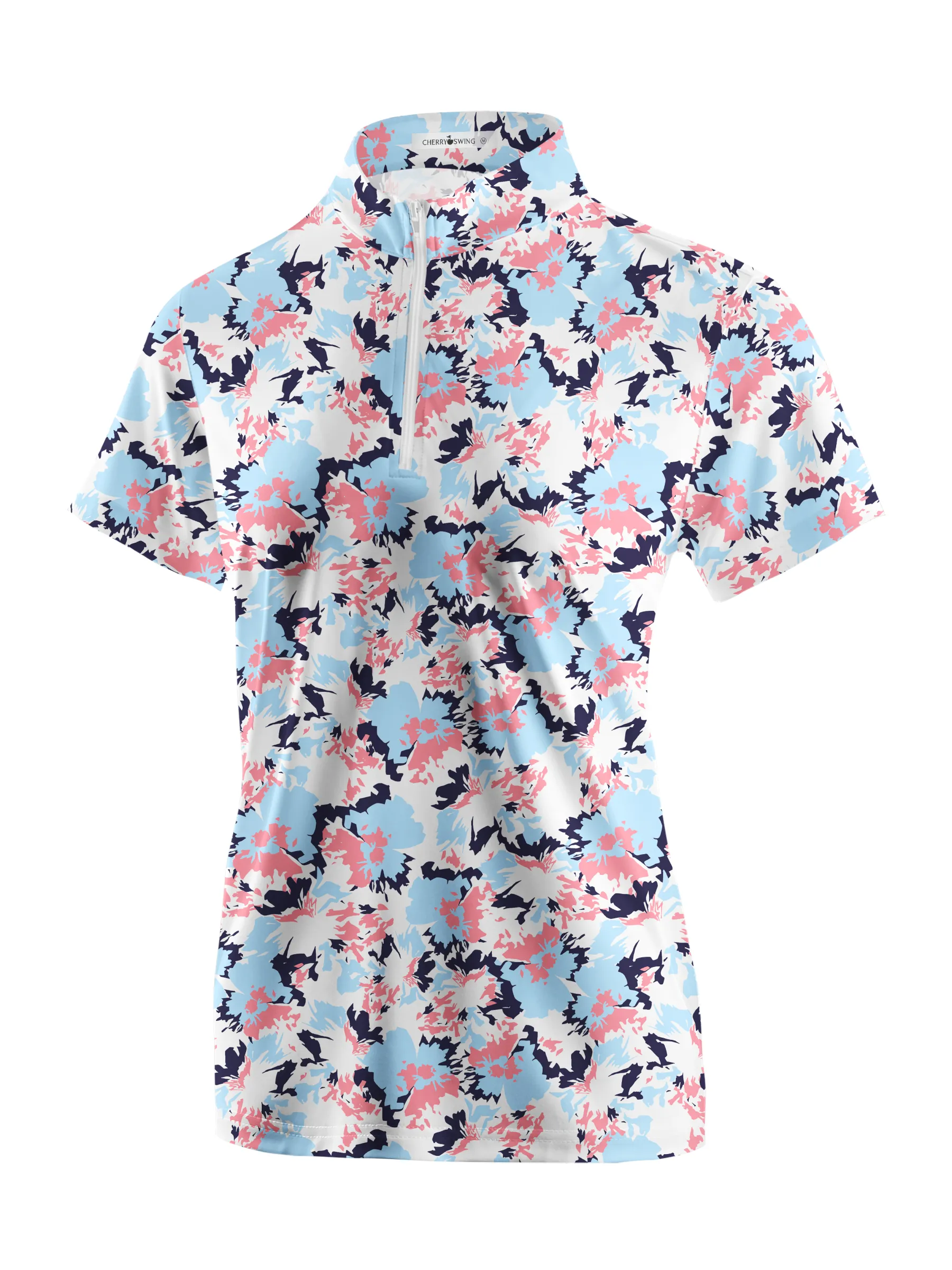 Cherryswing Women's Floral Symphony Short Sleeve Golf Polo Shirt