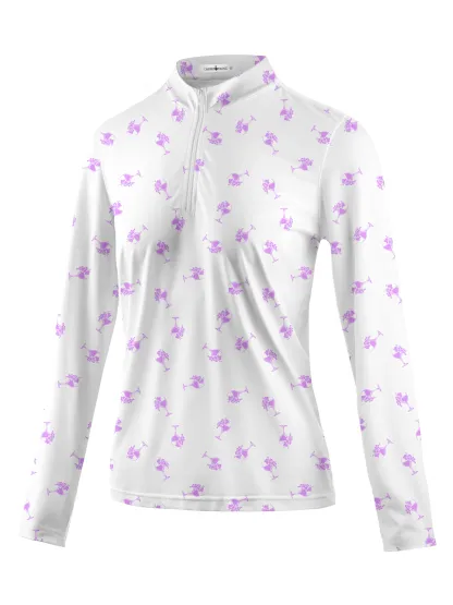 Cherryswing Women's 1/4 Zip Long Sleeve Golf Polo Shirt