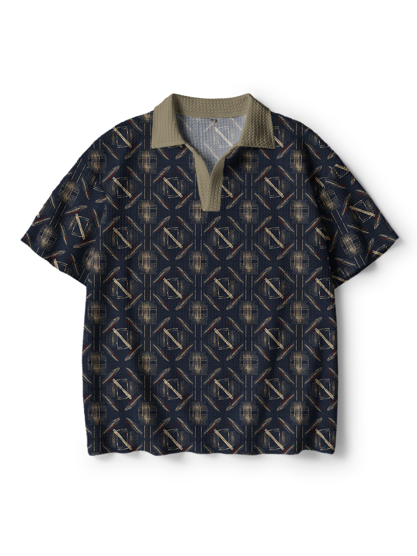 Cherryswing Clubhouse Grid Men's Crochet Knit Polo Shirt