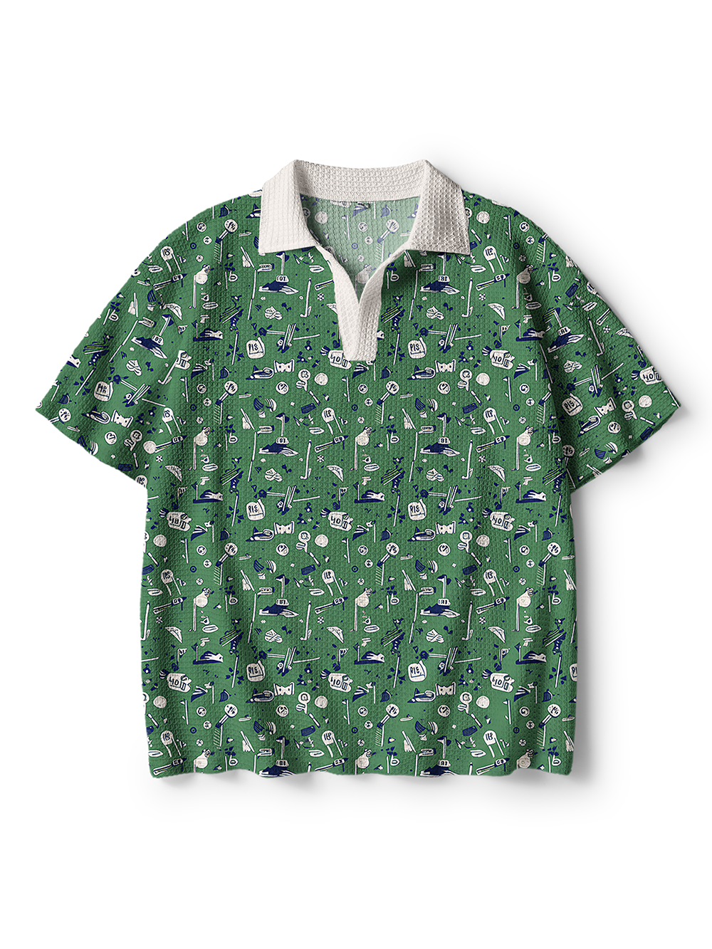 Cherryswing Course Doodle Men's Crochet Knit Polo Shirt