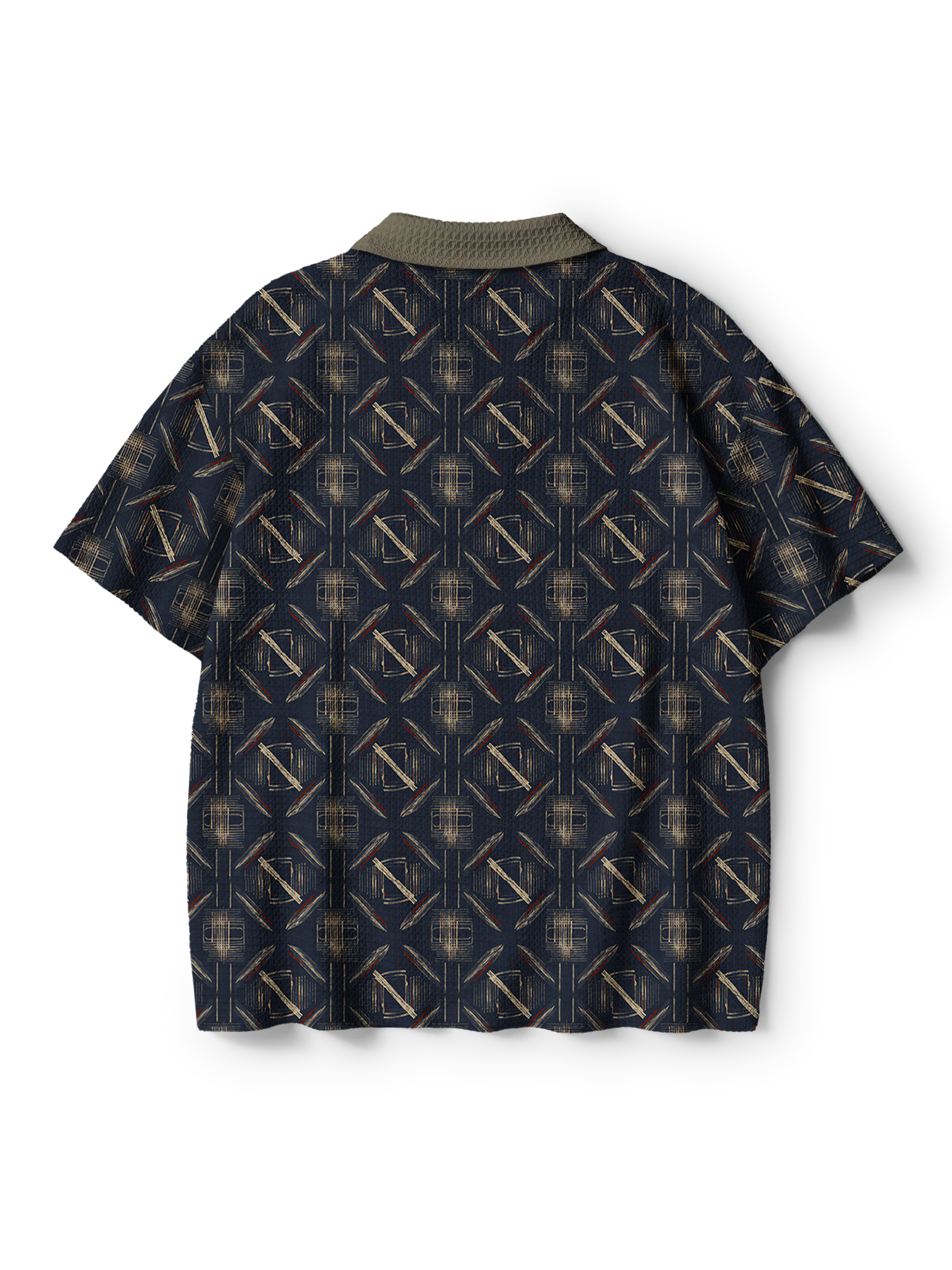 Cherryswing Clubhouse Grid Men's Crochet Knit Polo Shirt