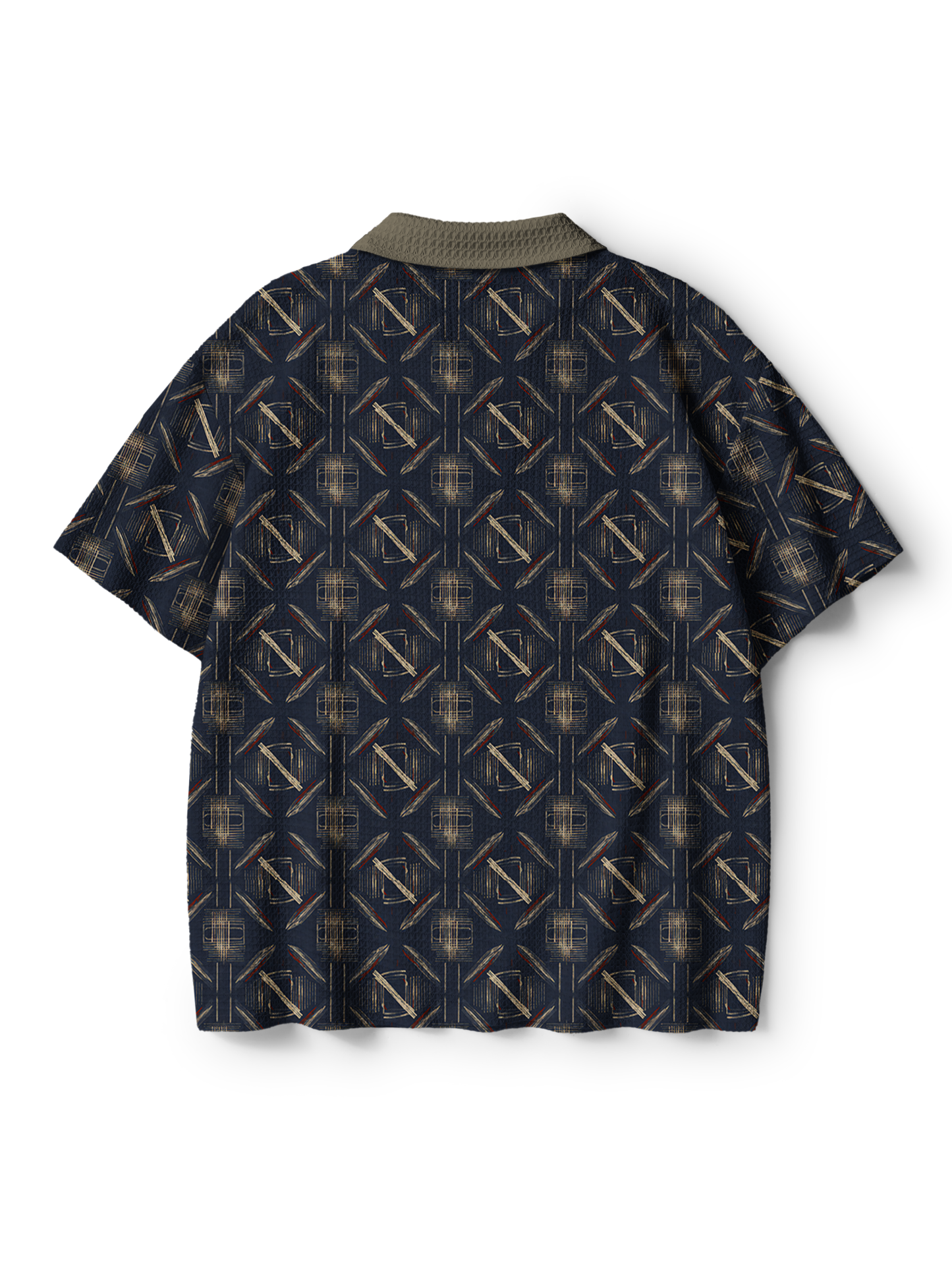 Cherryswing Clubhouse Grid Men's Crochet Knit Polo Shirt
