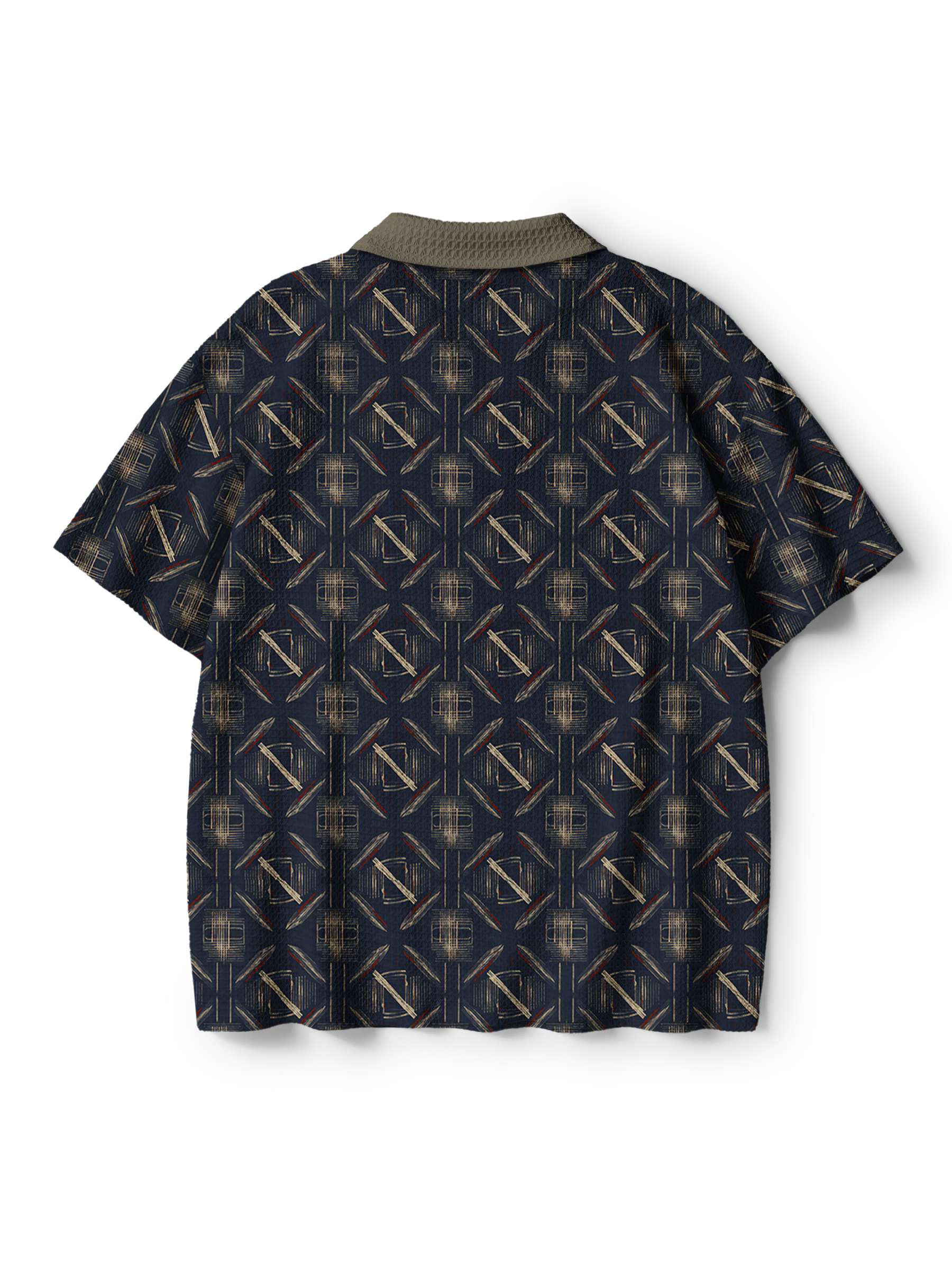 Cherryswing Clubhouse Grid Men's Crochet Knit Polo Shirt