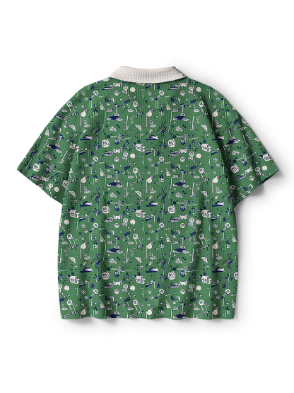 Cherryswing Course Doodle Men's Crochet Knit Polo Shirt