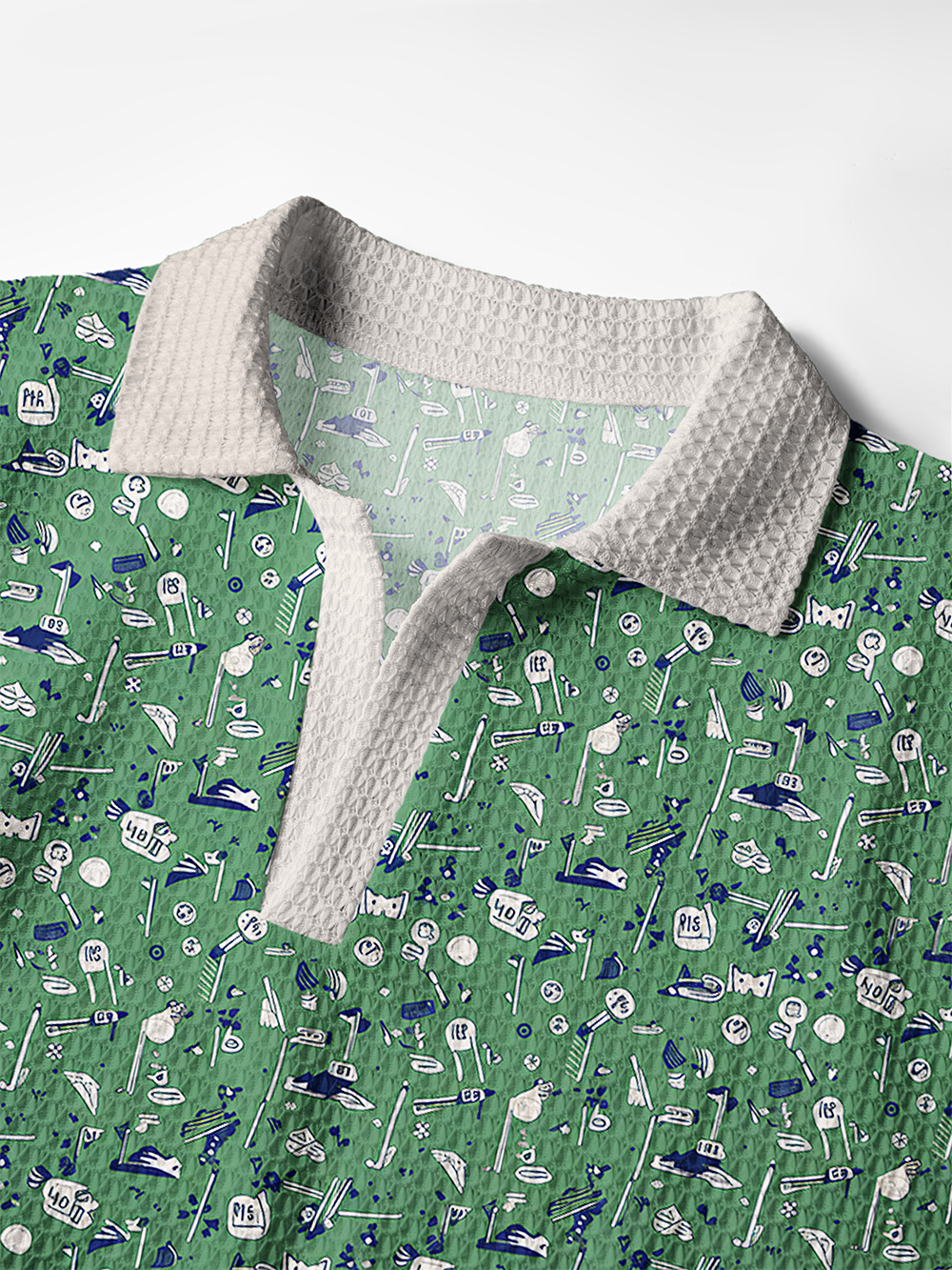 Cherryswing Course Doodle Men's Crochet Knit Polo Shirt