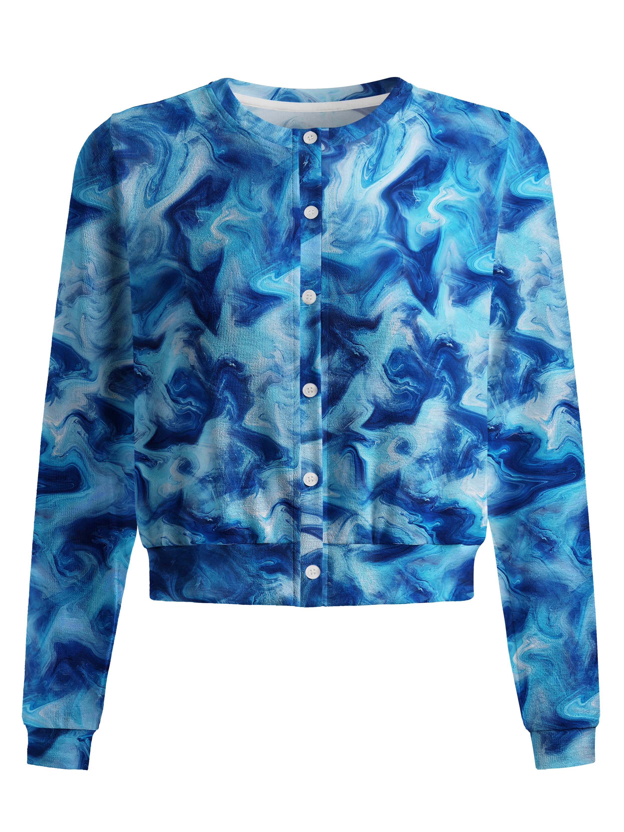 Cherryswing Women's Ocean Marble Cropped Golf Cardigan 
