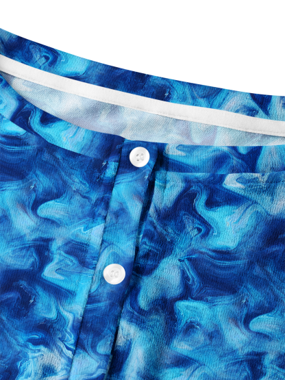 Cherryswing Women's Ocean Marble Cropped Golf Cardigan 