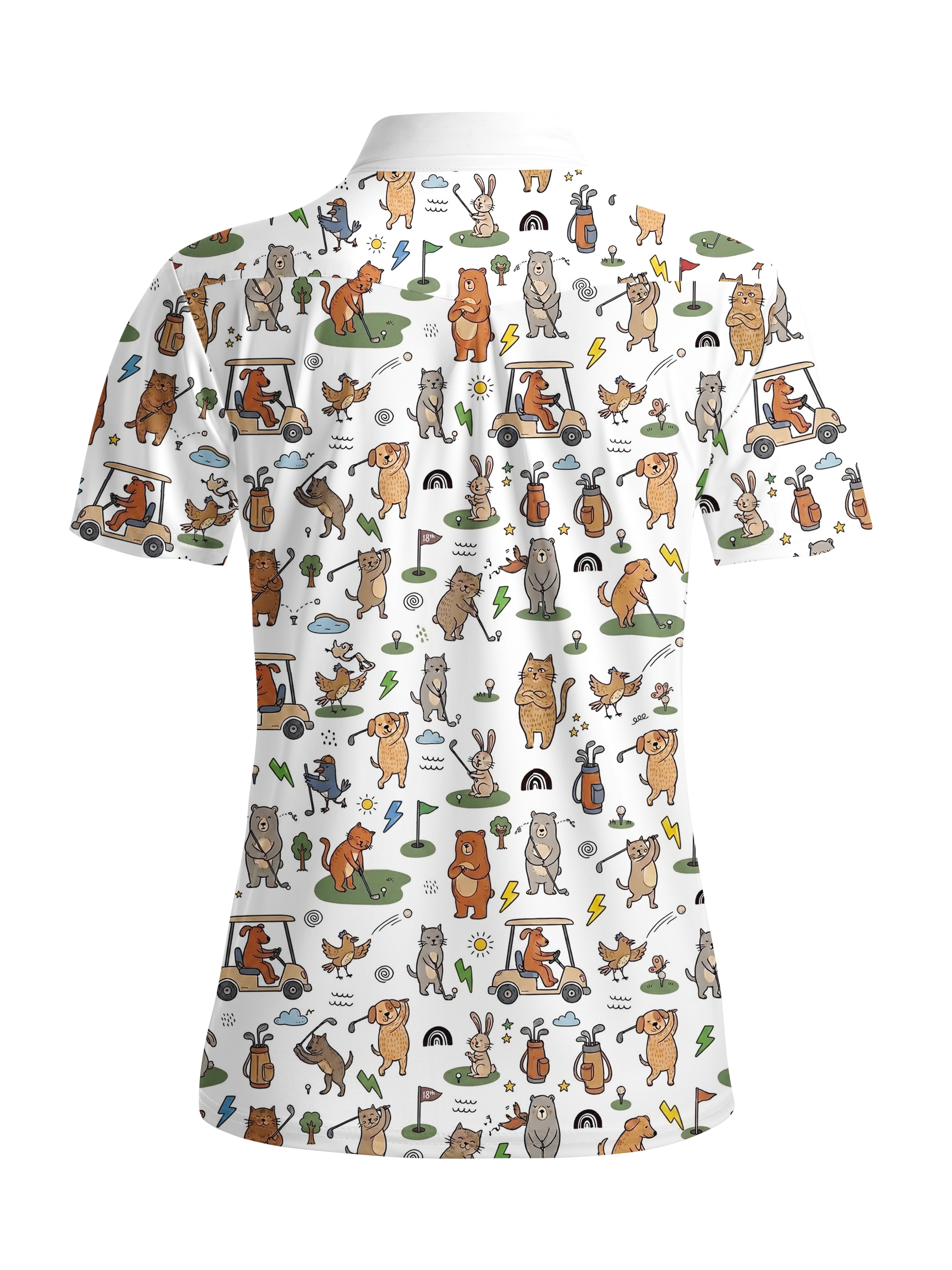 Cherryswing Women's Playful Animal Golfers Short Sleeve Golf Shirt