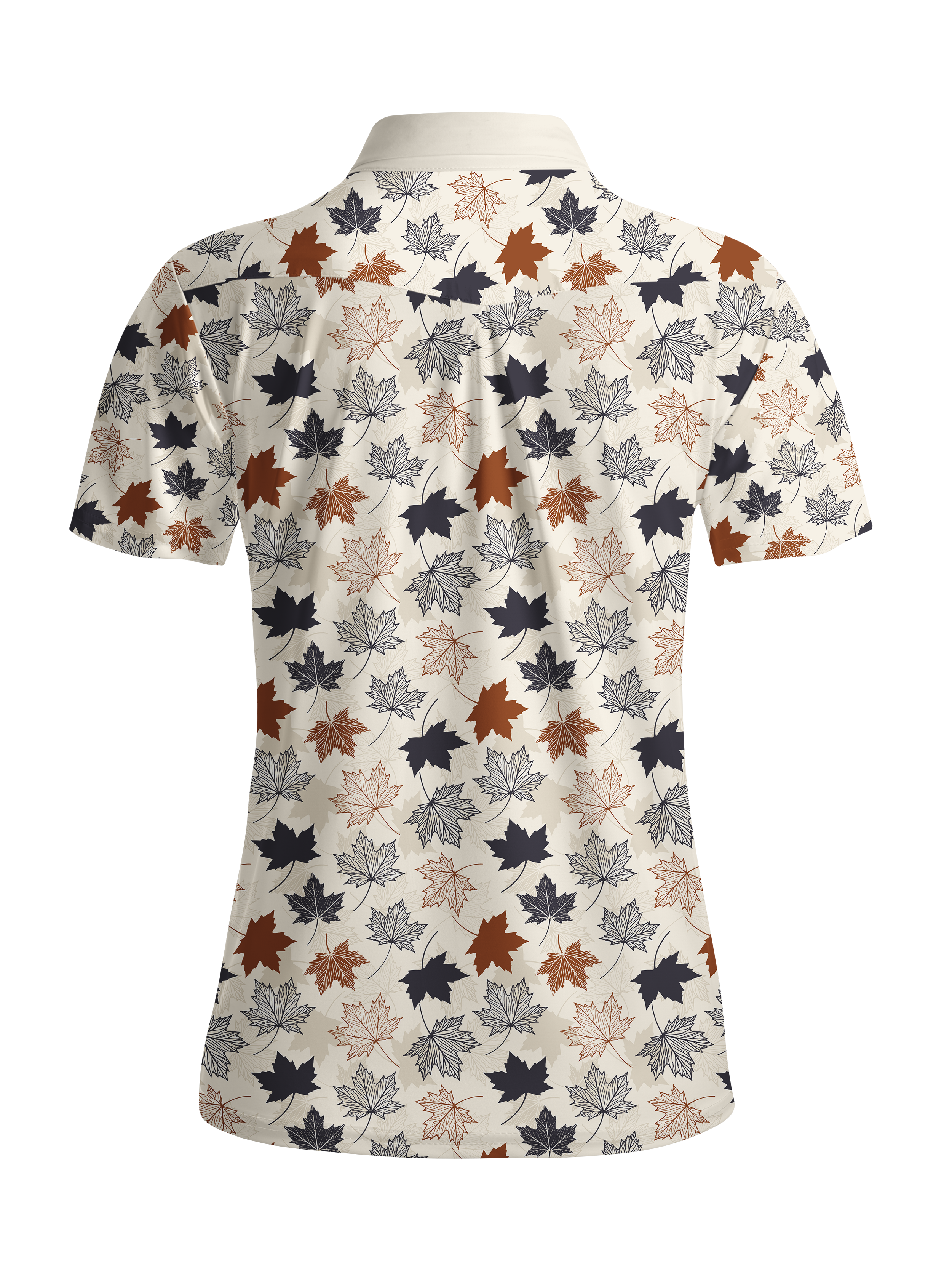 Cherryswing Women's Autumn Maple Leaf Short Sleeve Golf Shirt