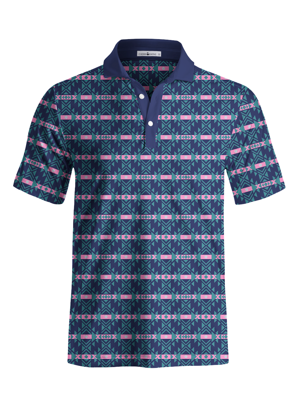 Cherryswing Geometric Tribal Pattern Men's Polo Shirt
