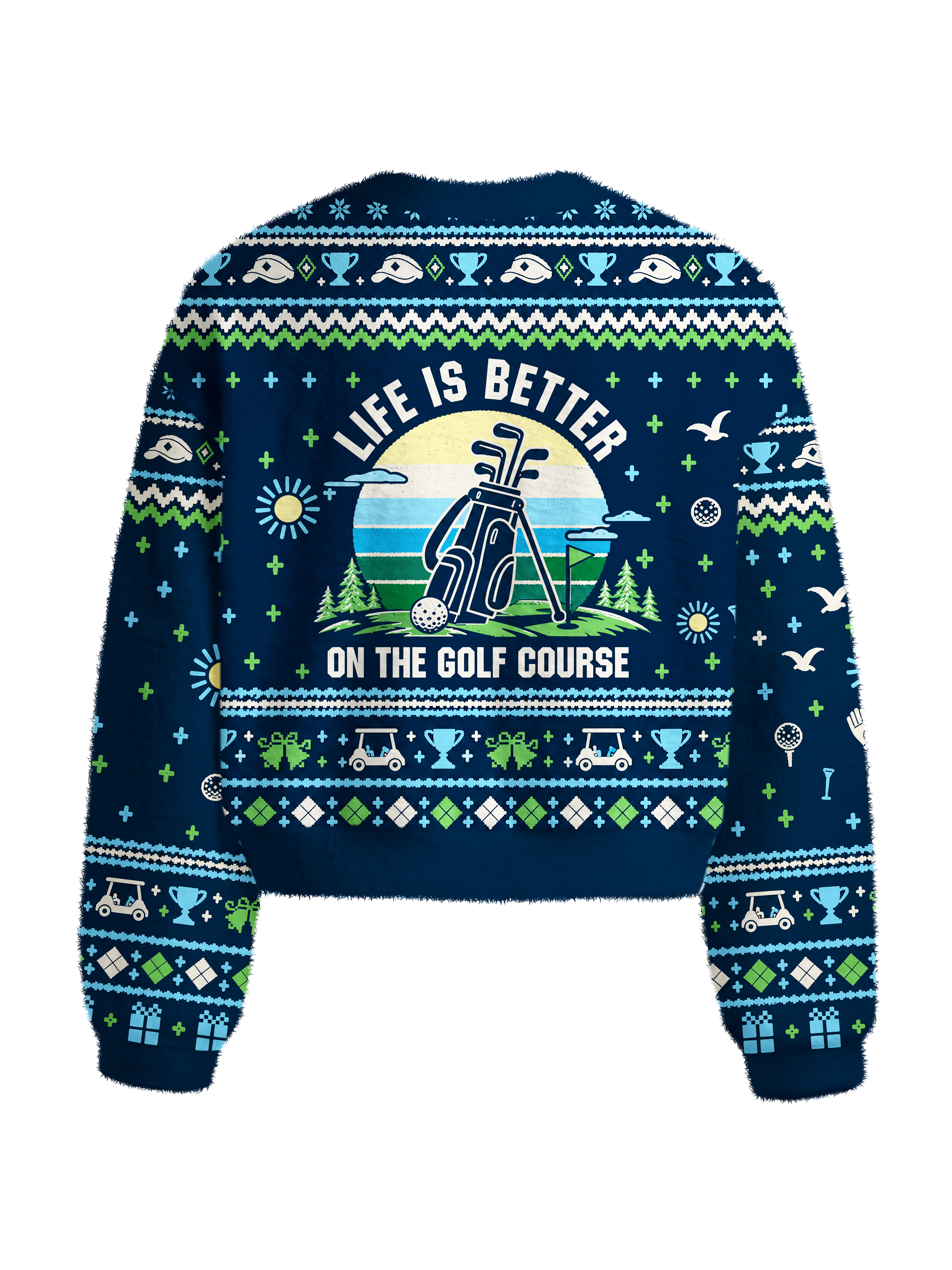 Cherryswing Women's Retro Course Life Fuzzy Knit Golf Sweater