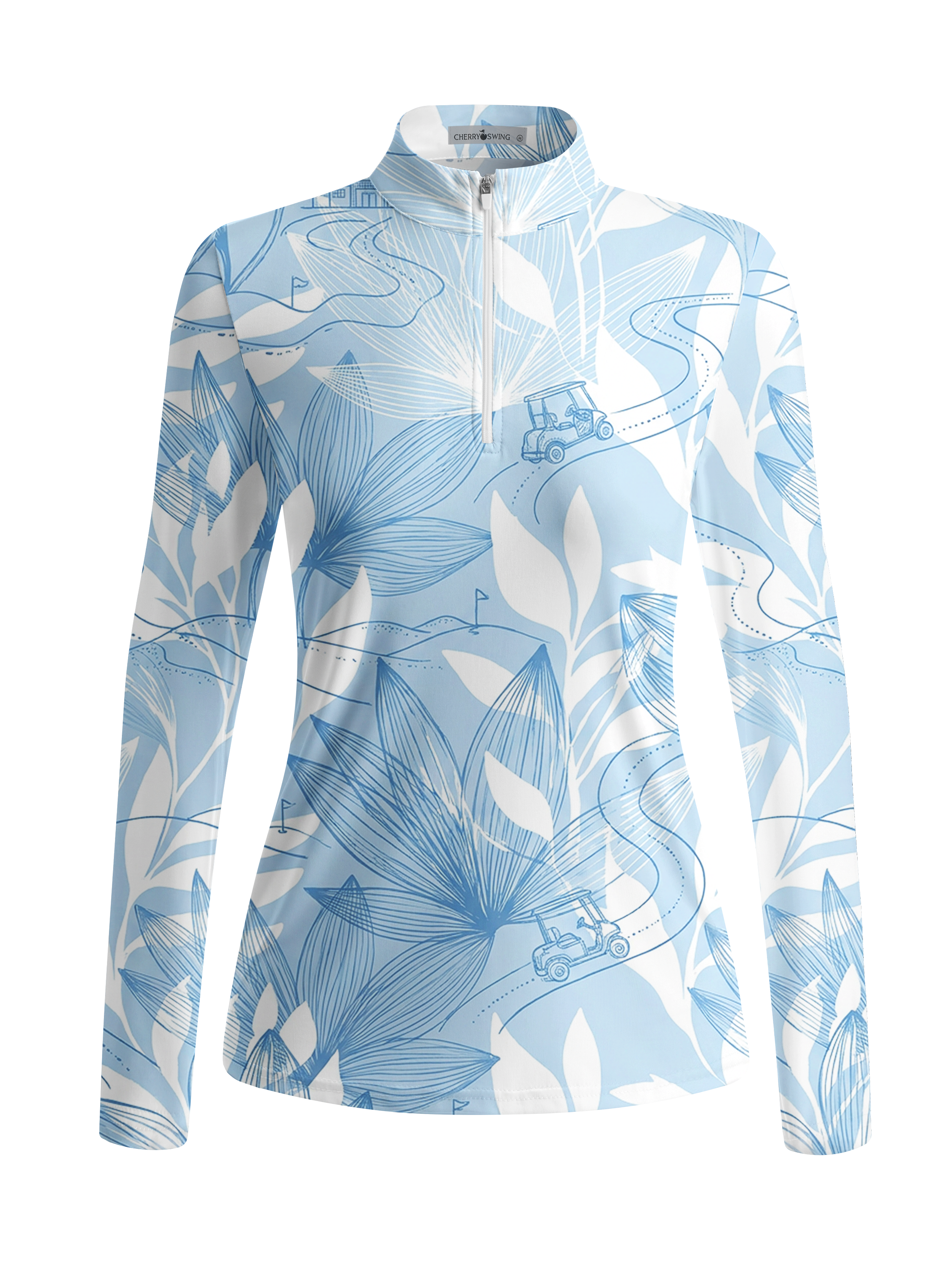 Cherryswing Women's Tropical Golf Cart Long Sleeve Golf Shirt