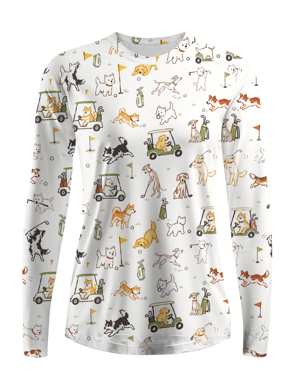 Cherryswing Women's Cute Golf Pup Novelty Print Golf Shirt