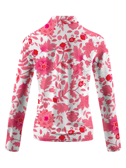 Cherryswing Women's Pink Botanical Long Sleeve Golf Shirt
