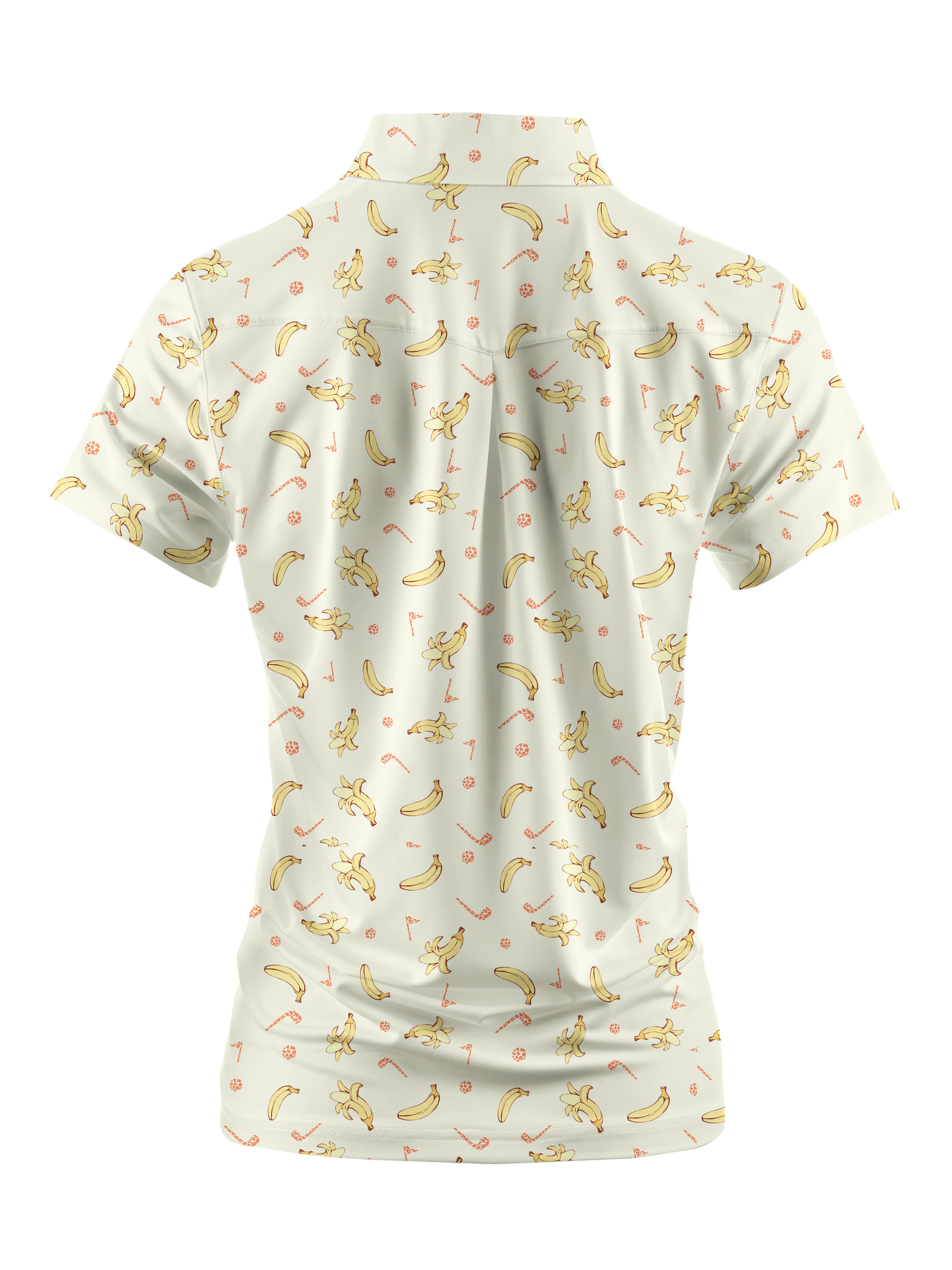 Cherryswing Women's Banana Print Short Sleeve Polo Shirt
