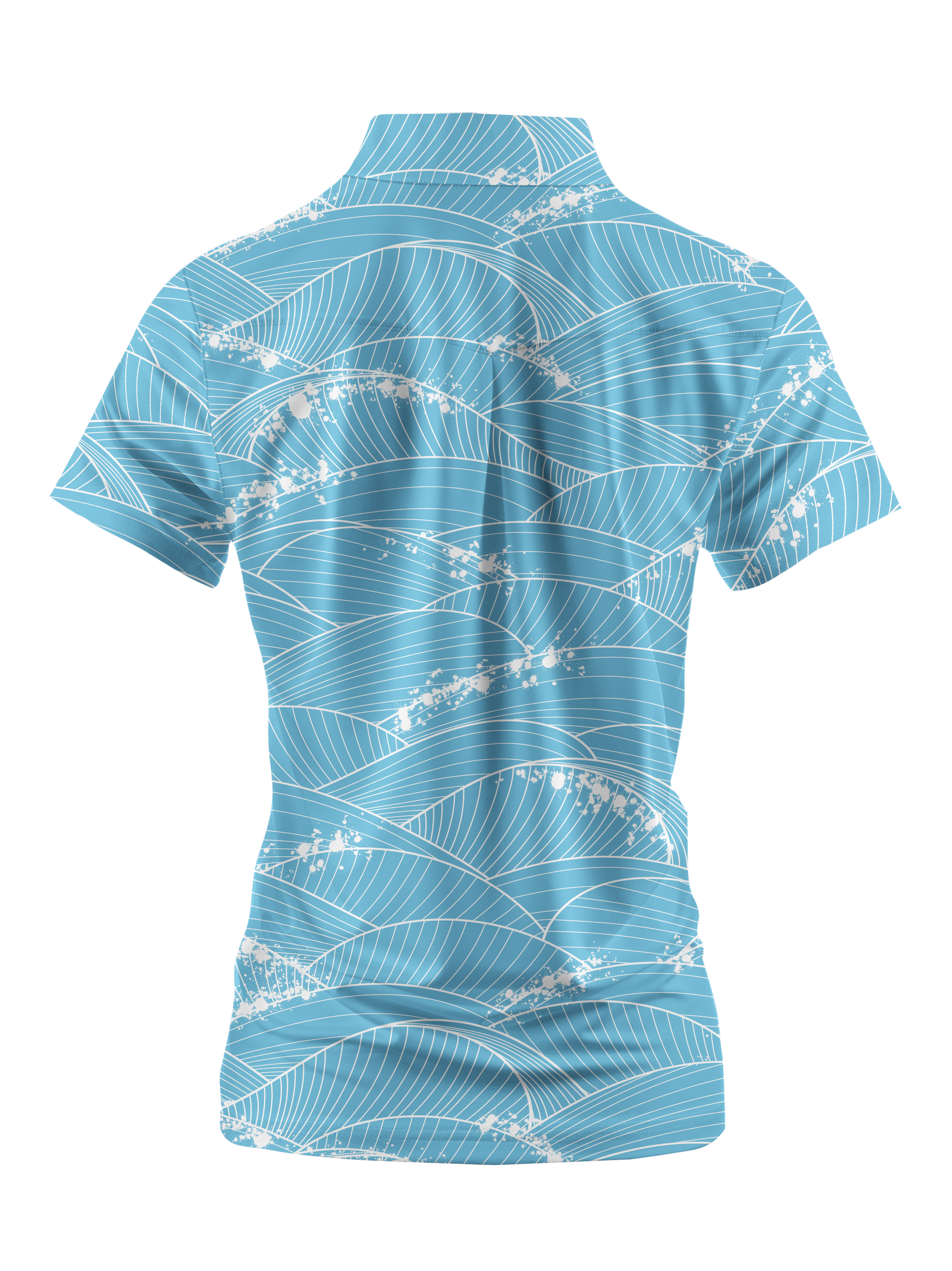 Cherryswing Women's Ocean Waves Short Sleeve Polo Shirt