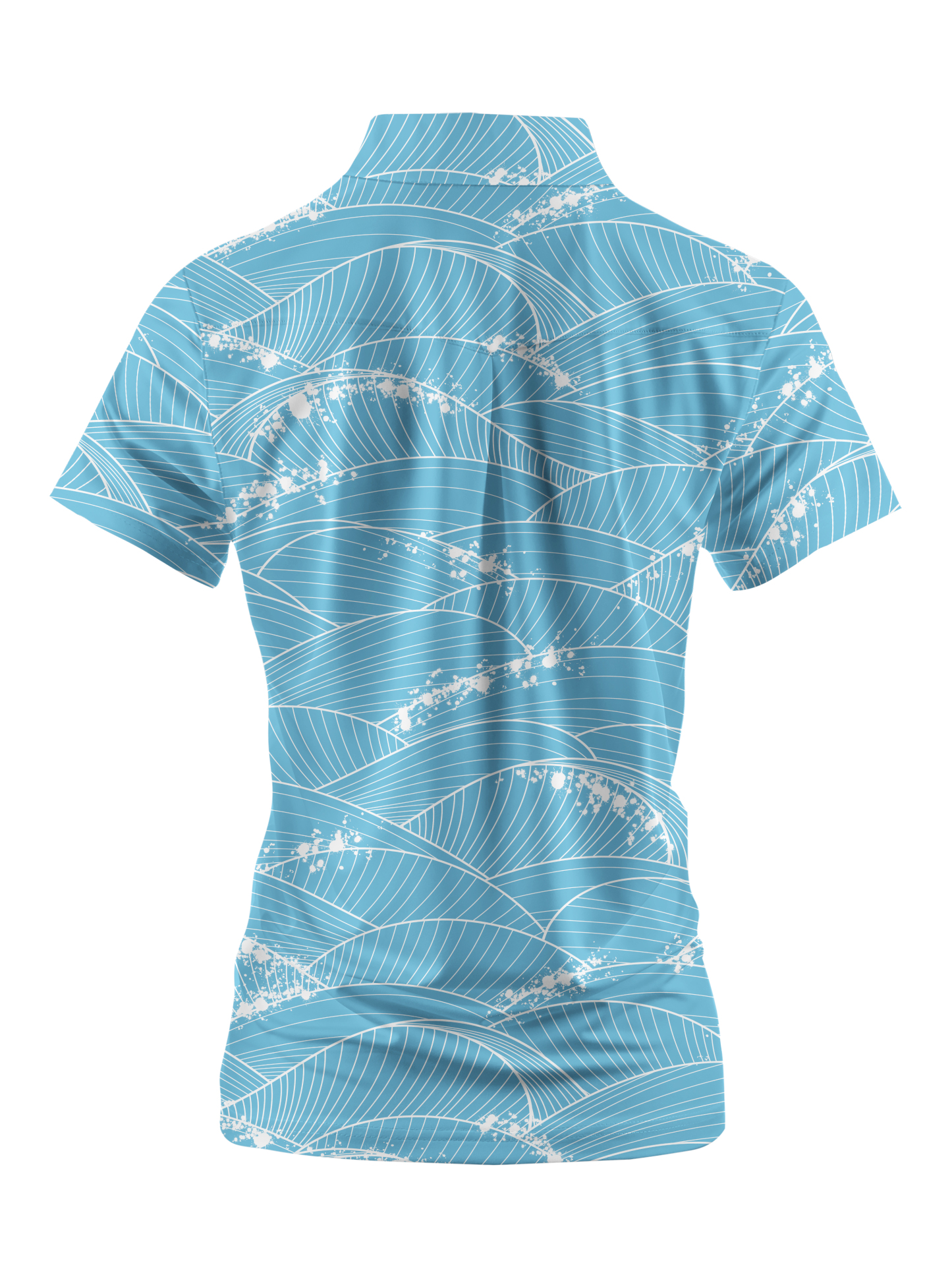 Cherryswing Women's Ocean Waves Short Sleeve Polo Shirt