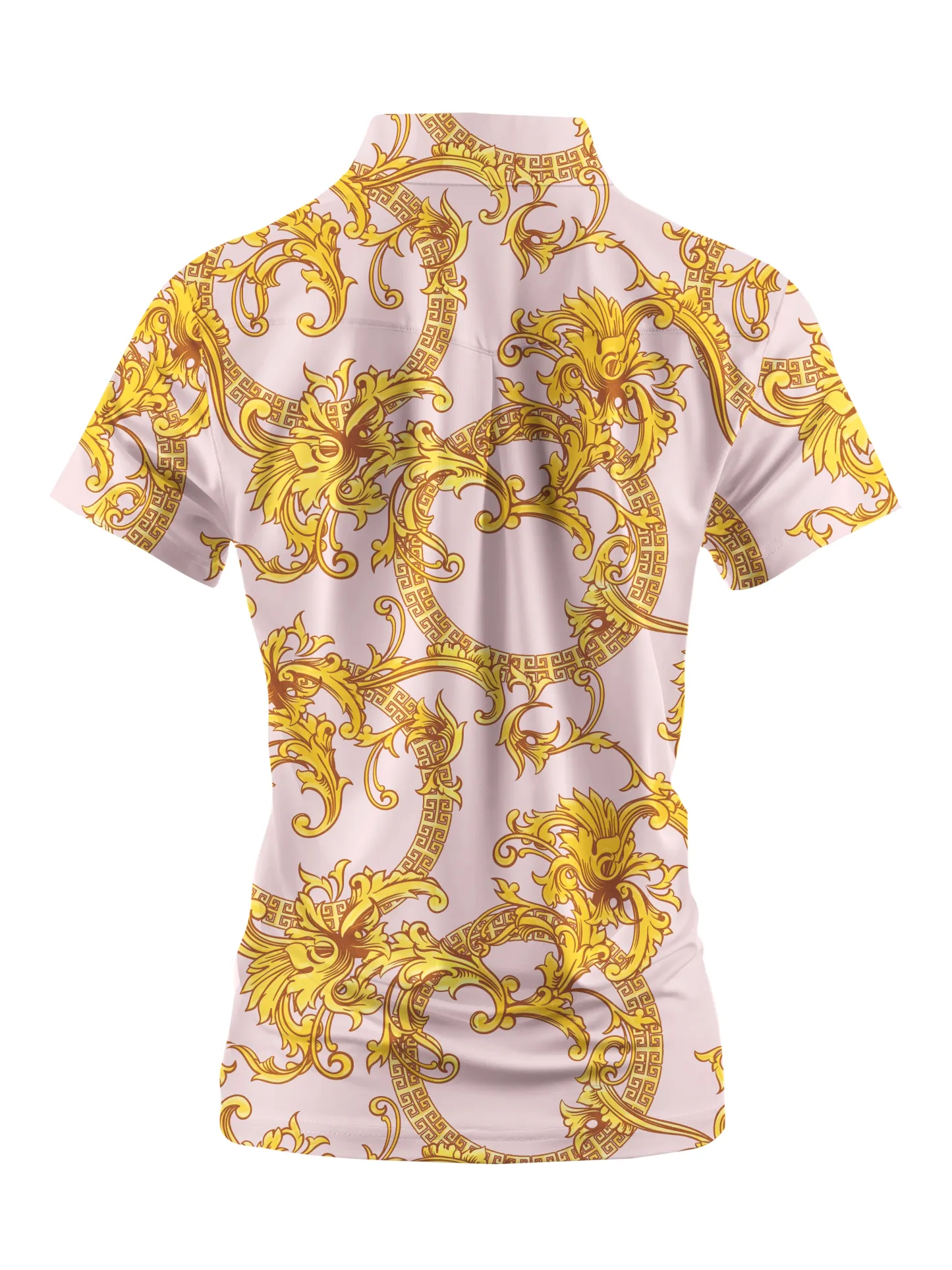 Cherryswing Women's Gold Patterns Golf Short Sleeve Polo Shirt
