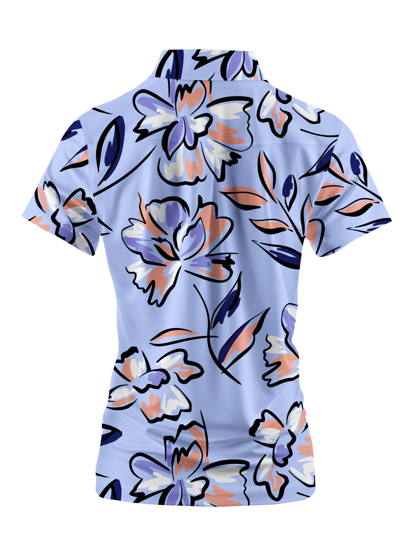 Cherryswing Women's Lilac Floral Short Sleeve Golf Shirt