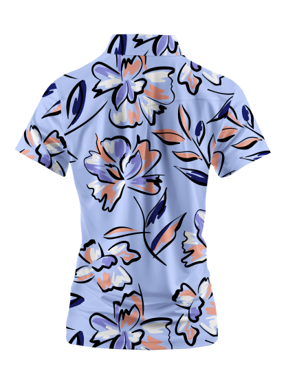 Cherryswing Women's Lilac Floral Short Sleeve Golf Shirt