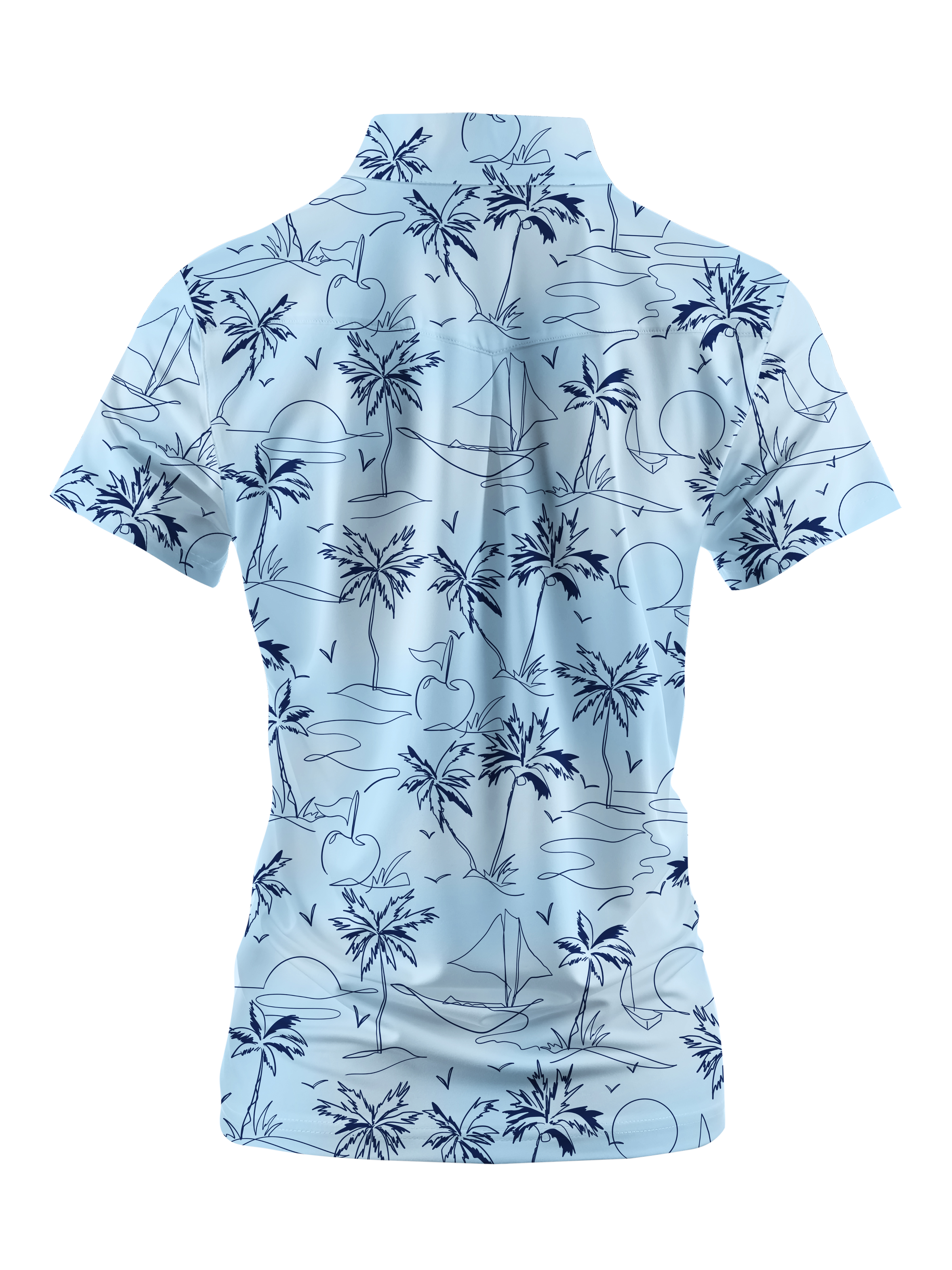 Cherryswing Women's Coconut Trees Swaying Short Sleeve Golf Shirt