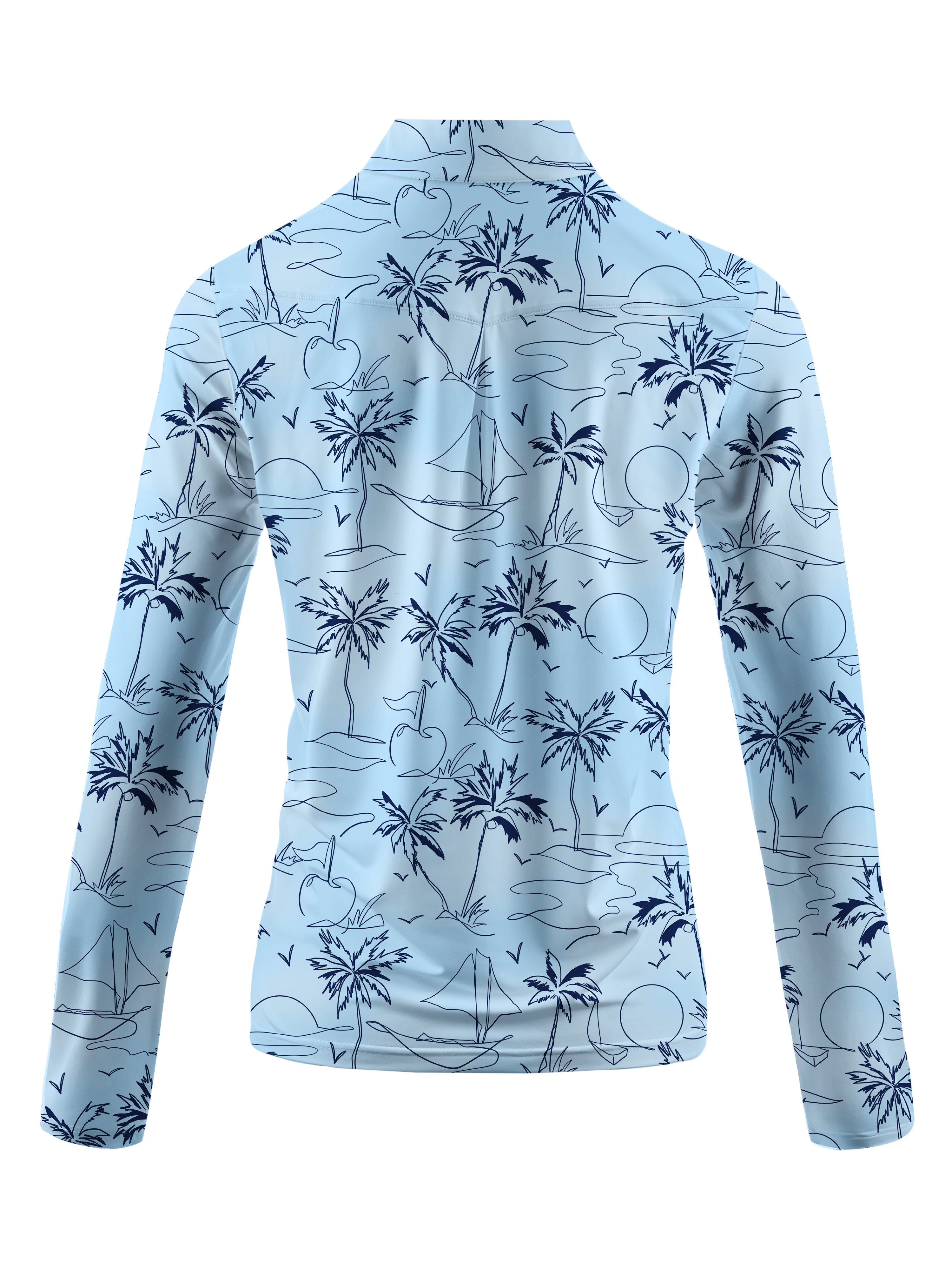 Cherryswing Women's Coconut Trees Swaying Long Sleeve Golf Shirt