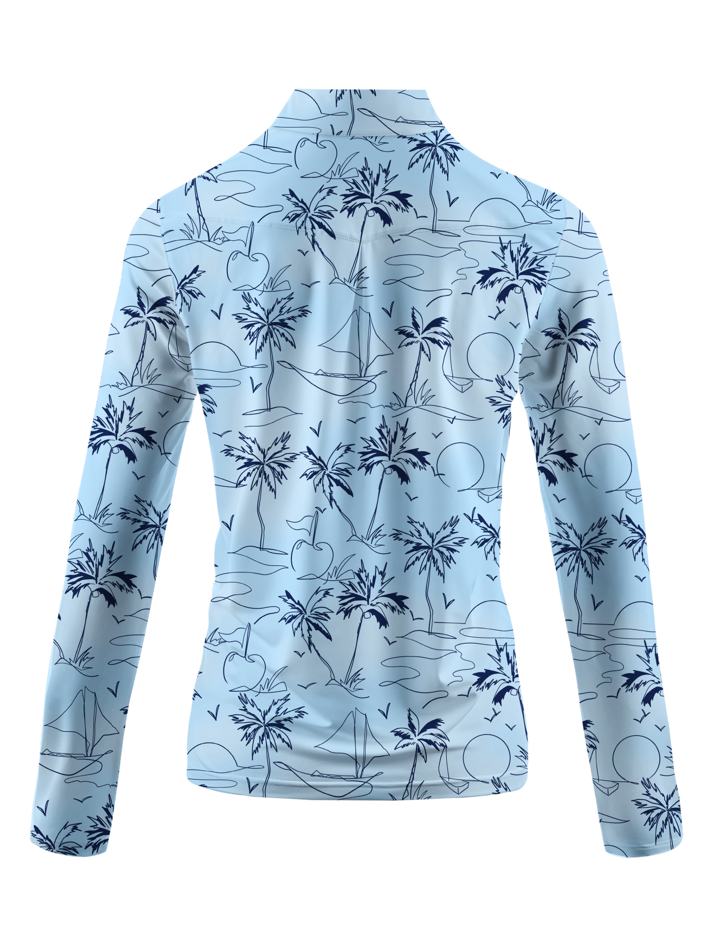 Cherryswing Women's Coconut Trees Swaying Long Sleeve Golf Shirt