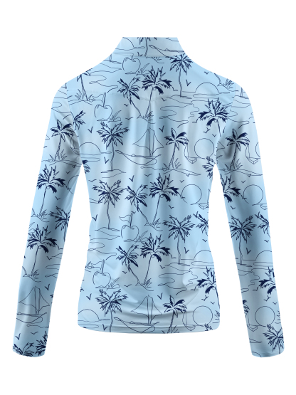 Cherryswing Women's Coconut Trees Swaying Long Sleeve Golf Shirt