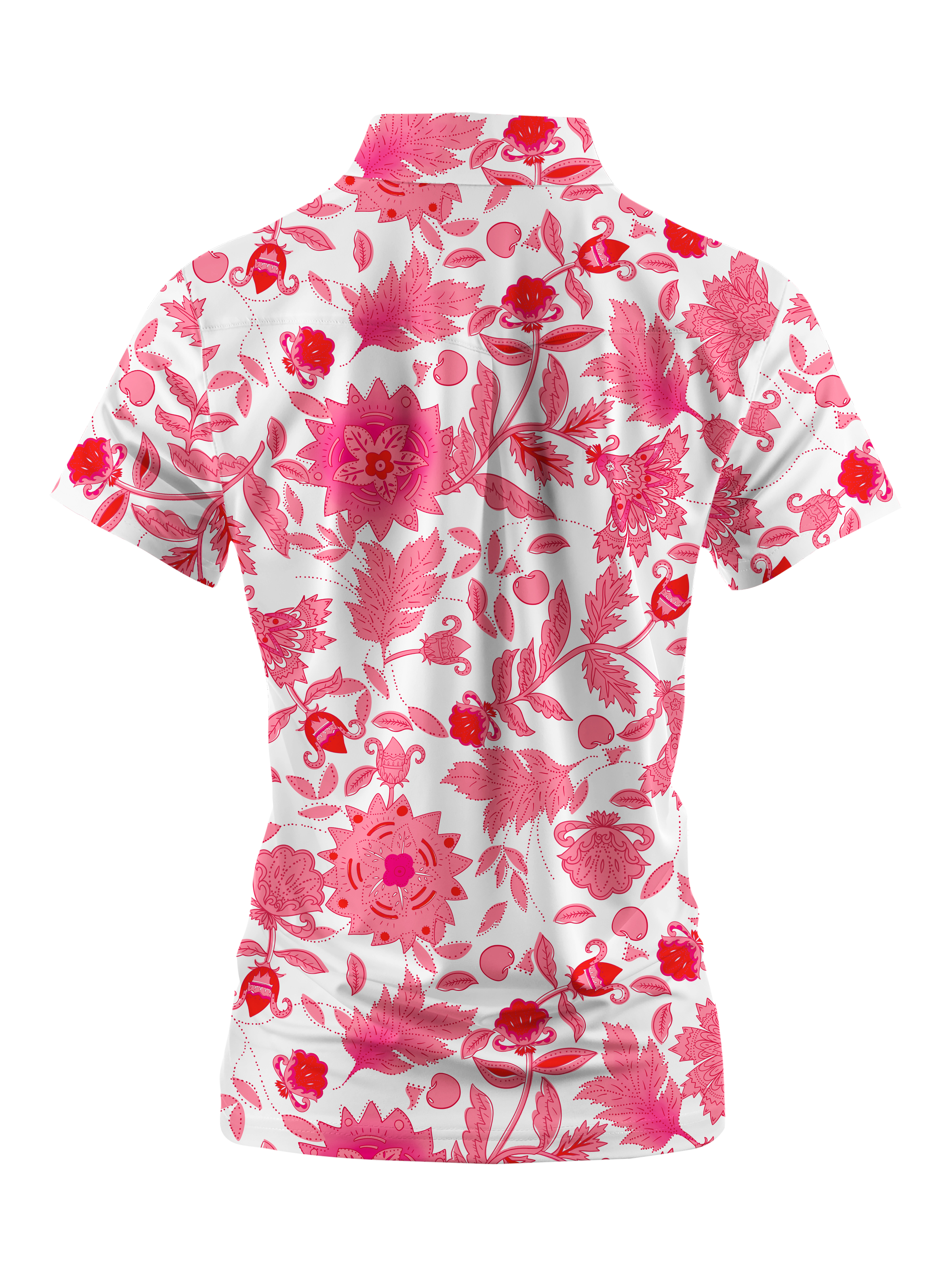 Cherryswing Women's Pink Botanical Short Sleeve Golf Shirt