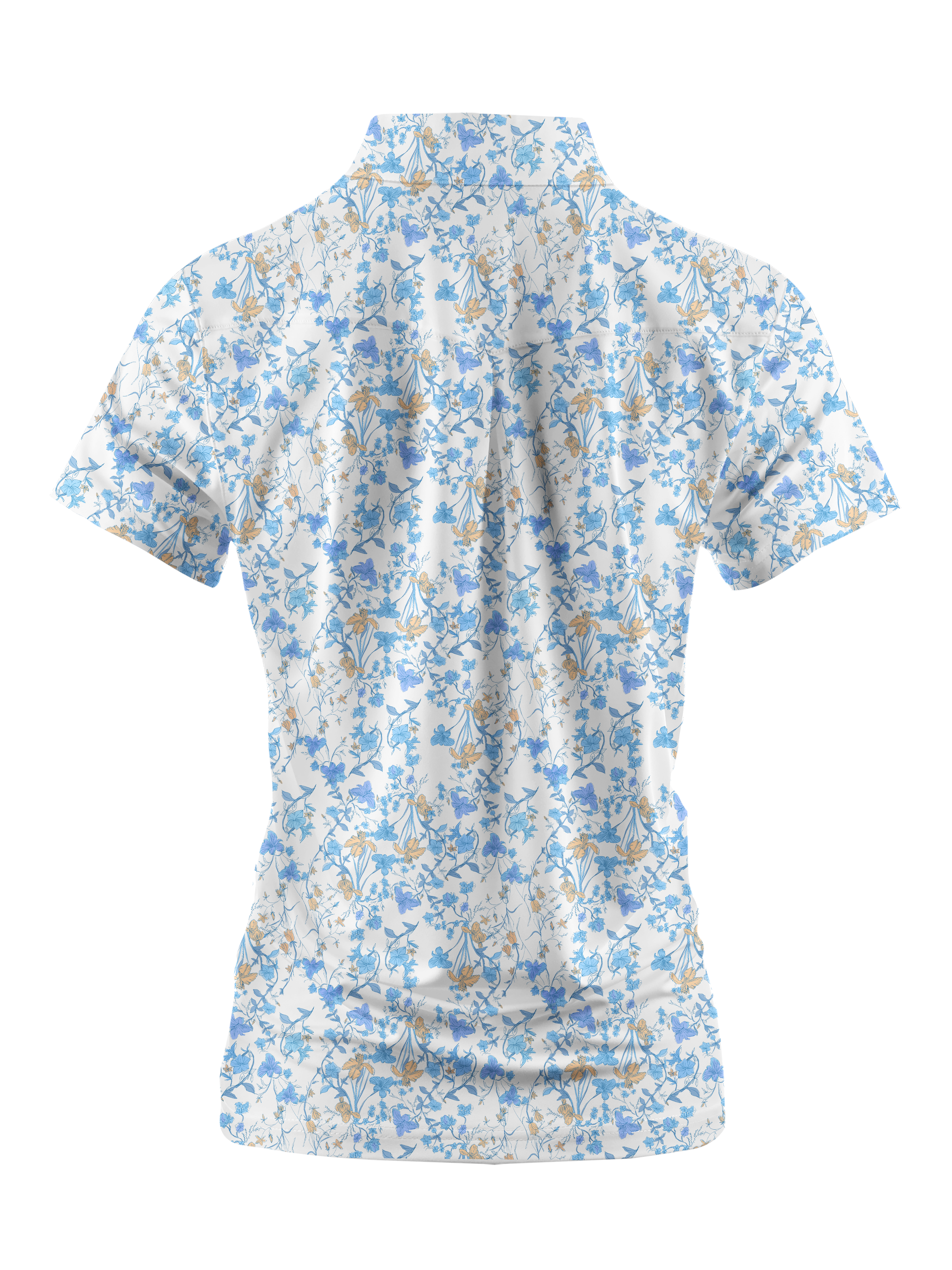 Cherryswing Women's Blue Floral Print Golf Polo