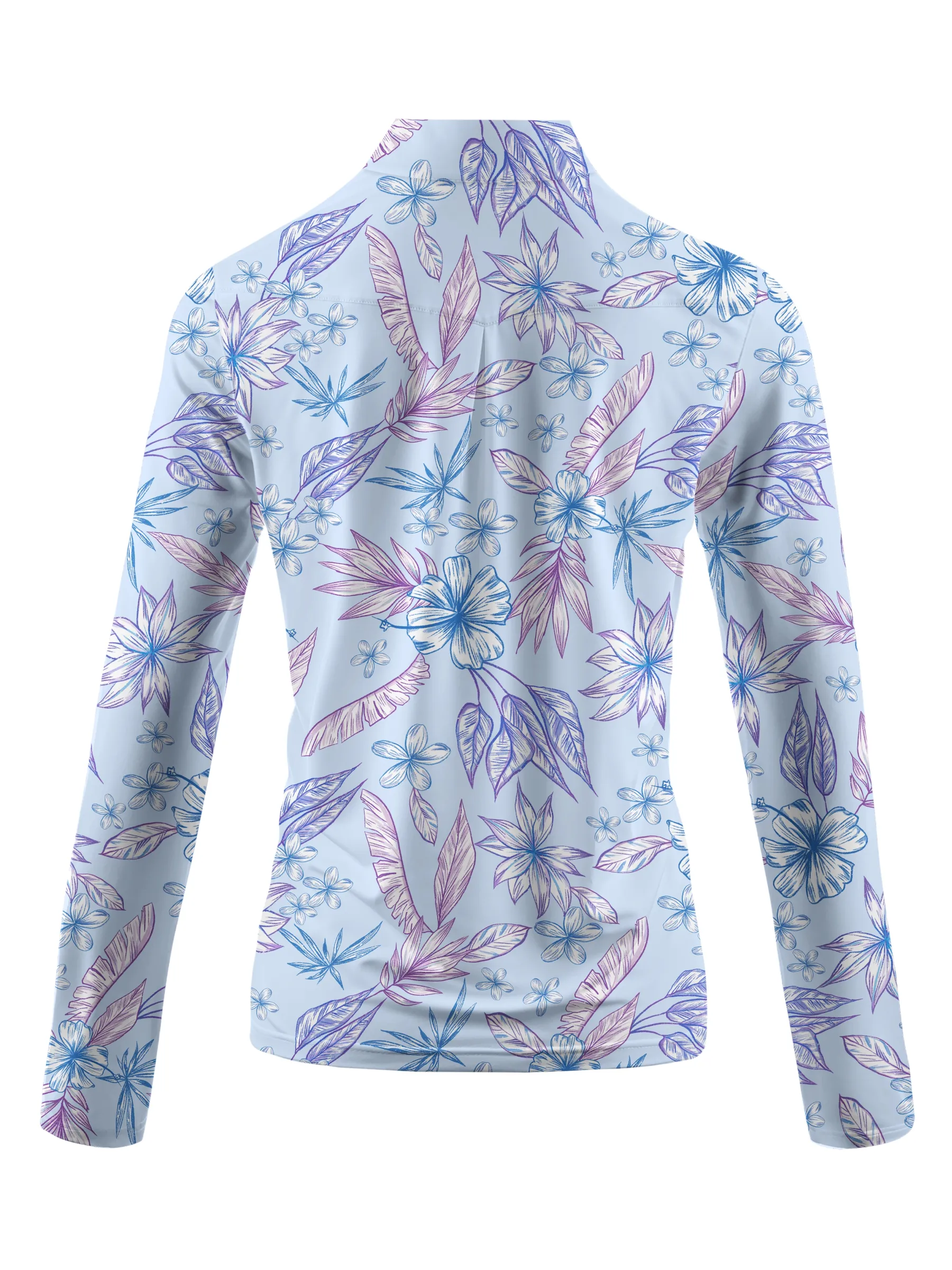 Cherryswing Women's Golf Hibiscus Long Sleeve Polo Shirt