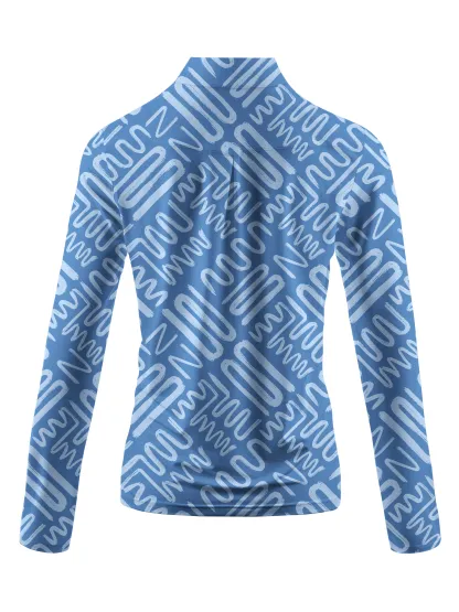 Cherryswing Women's Golf Line Printing Long Sleeve Polo Shirt