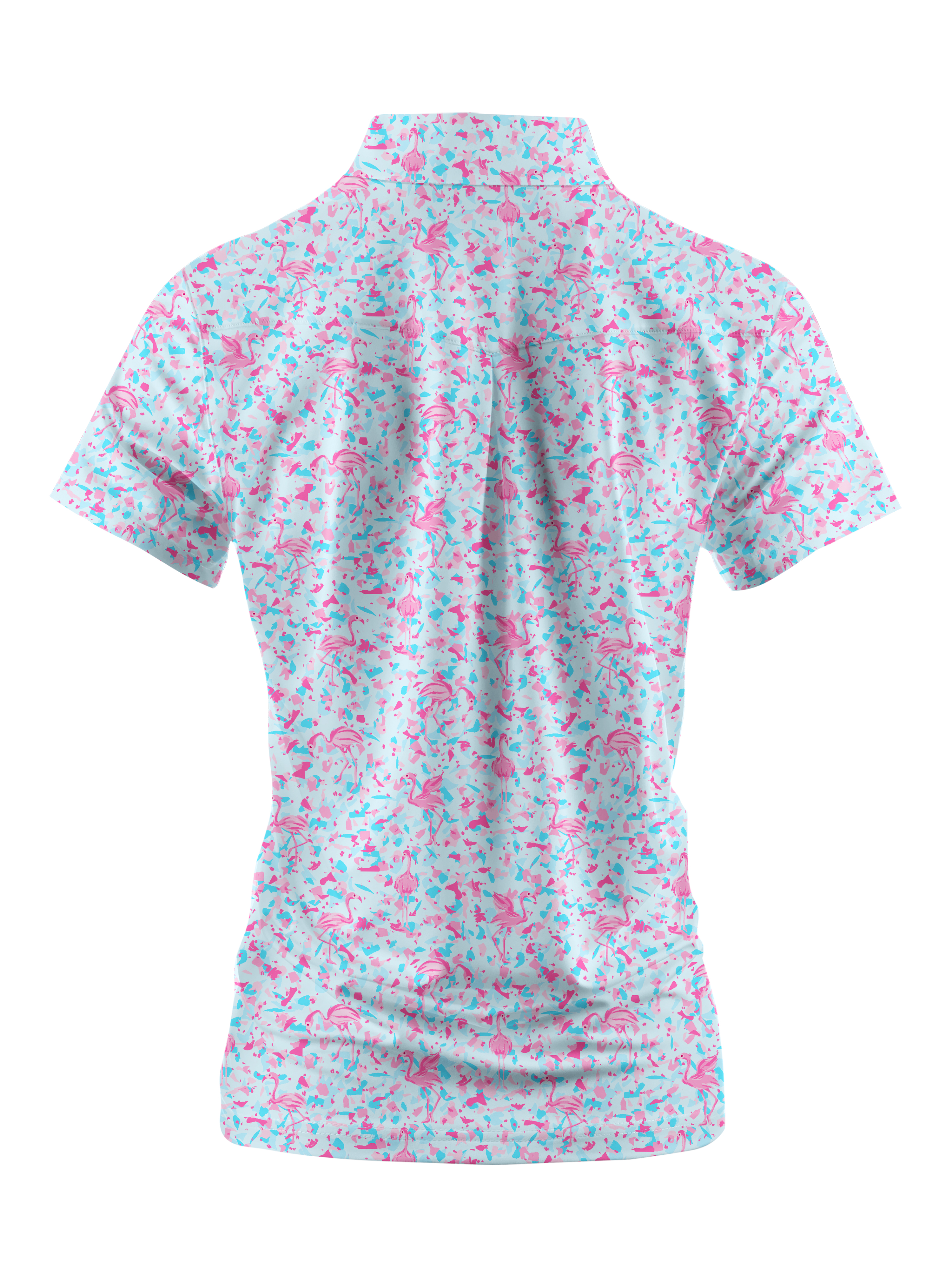 Cherryswing Women's Pink Flamingo Fantasy Golf Sleeve Polo Shirt