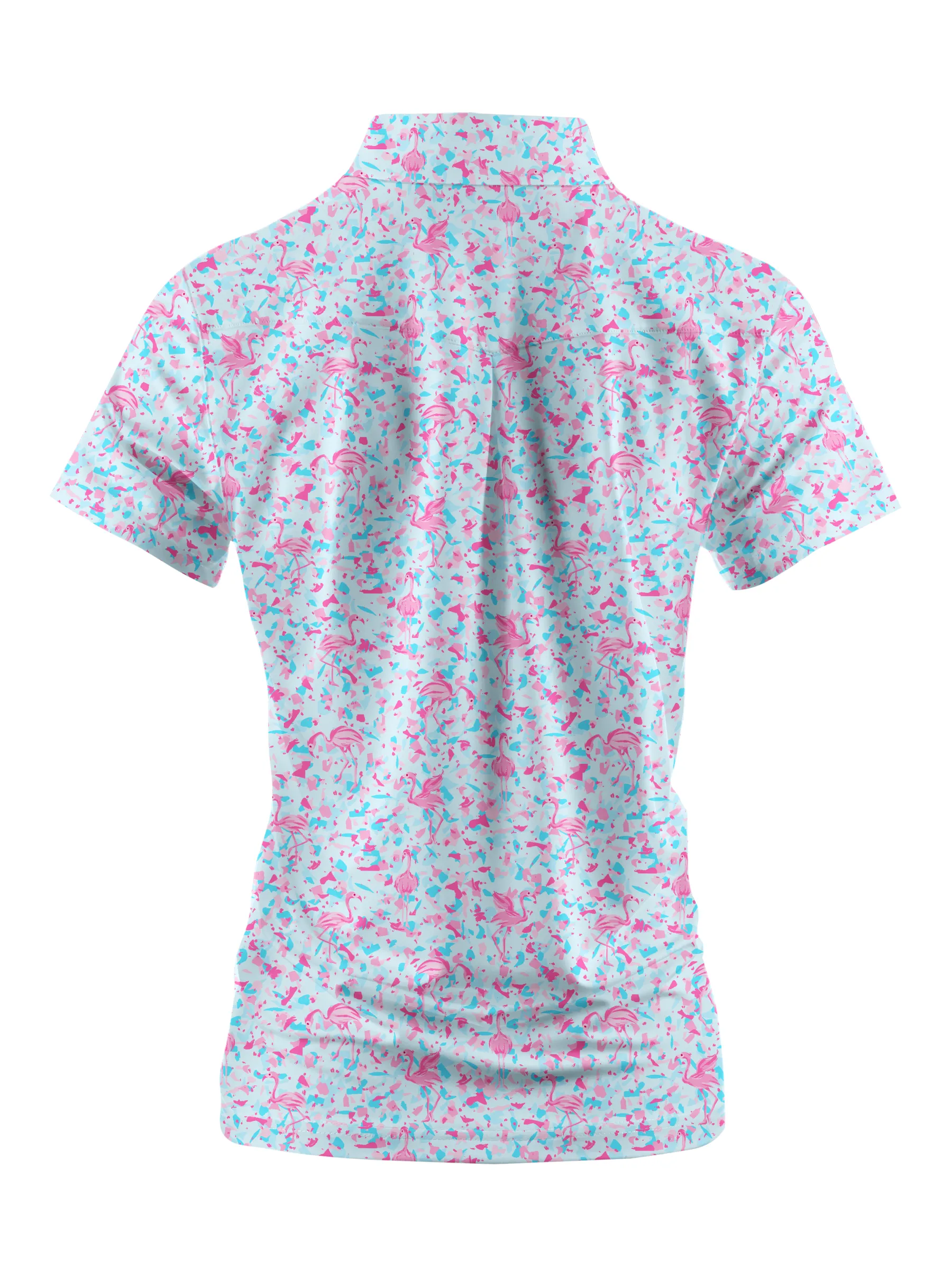 Cherryswing Women's Pink Flamingo Fantasy Golf Sleeve Polo Shirt